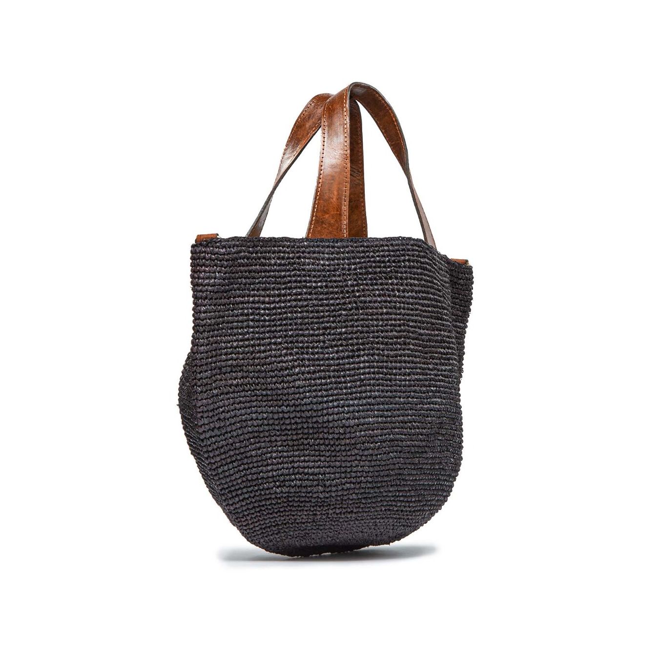 ibeliv shopper MIROZY in paglia nera manici pelle