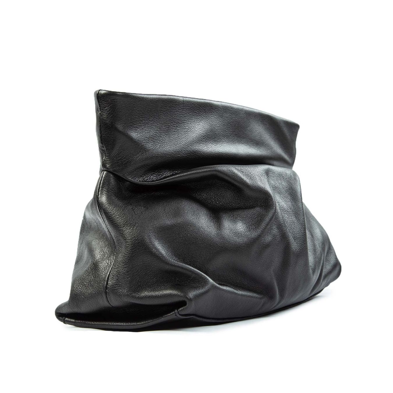 borsa clutch in pelle nera lato