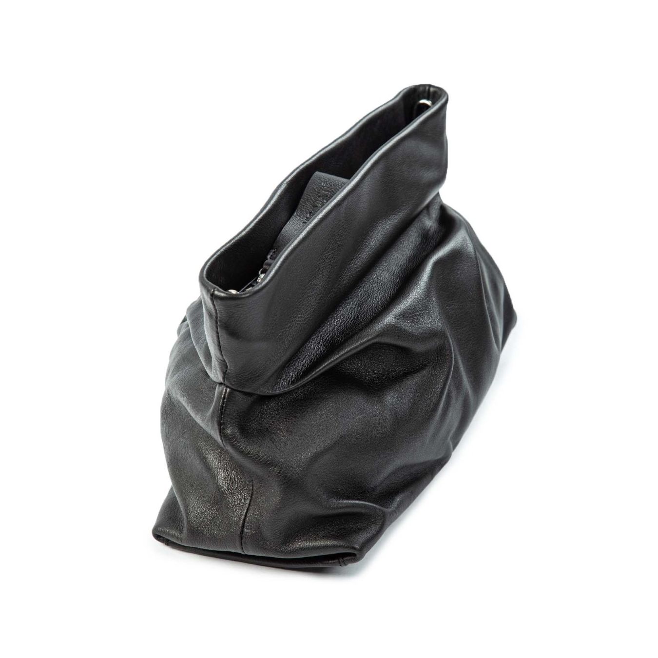 borsa clutch in pelle nera sopra