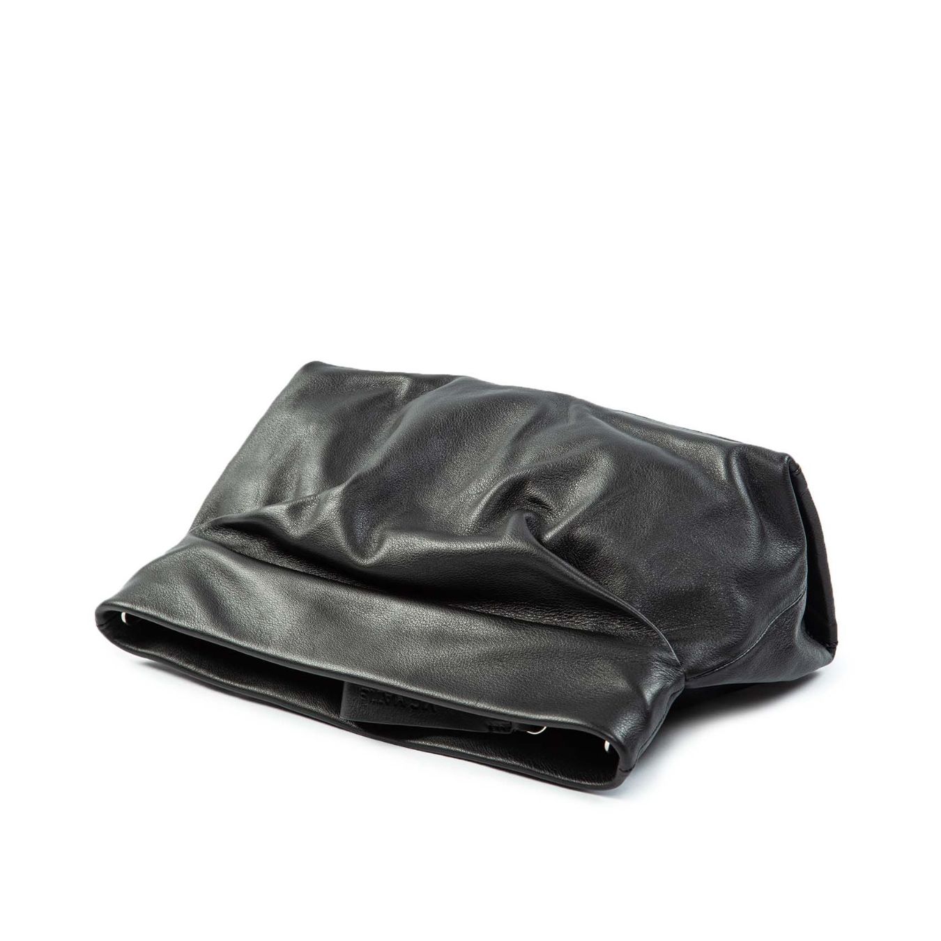 borsa clutch in pelle nera sopra