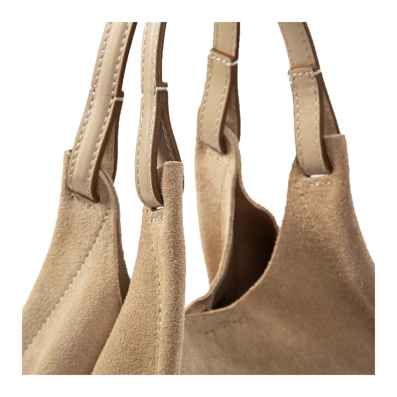 shopper DUA large camoscio daino manici