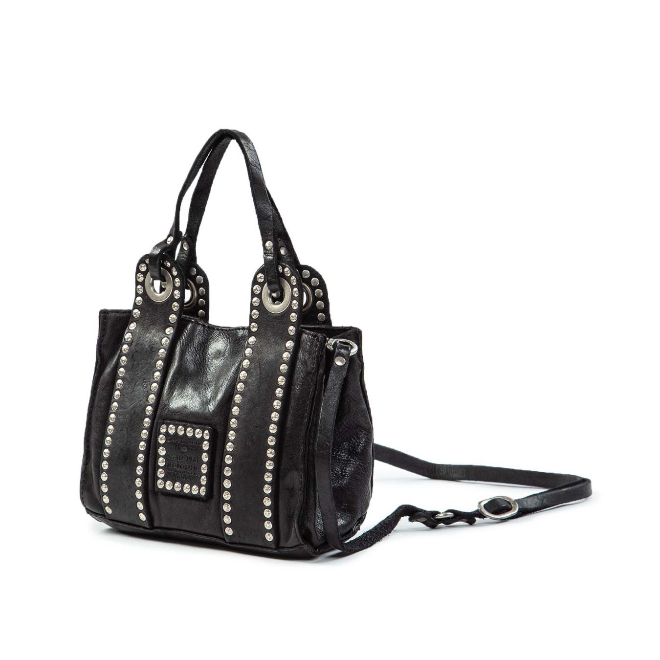 borsa DAFNE mini in pelle nera dietro