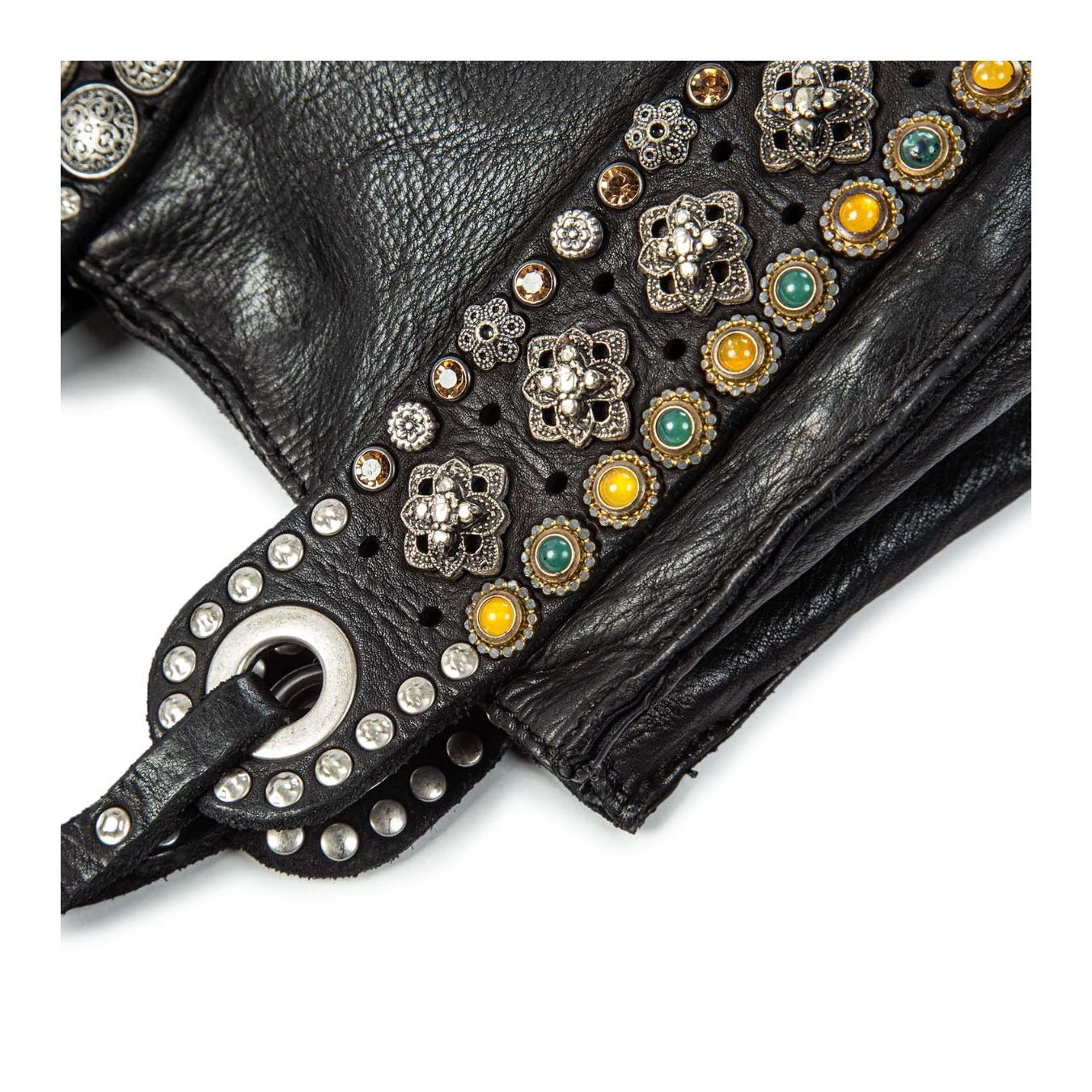 borsa DAFNE mini in pelle nera borchie