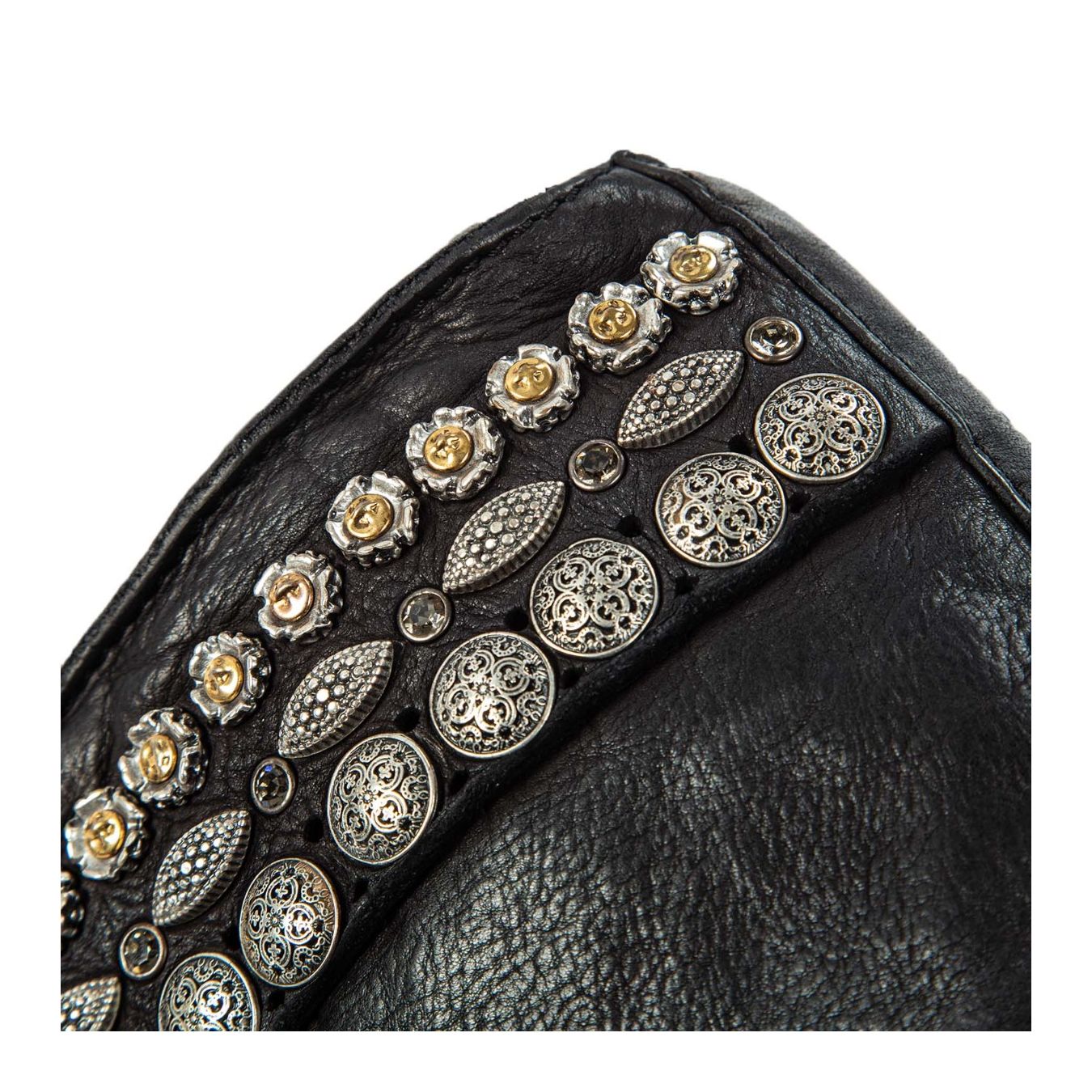 borsa DAFNE mini in pelle nera borchie