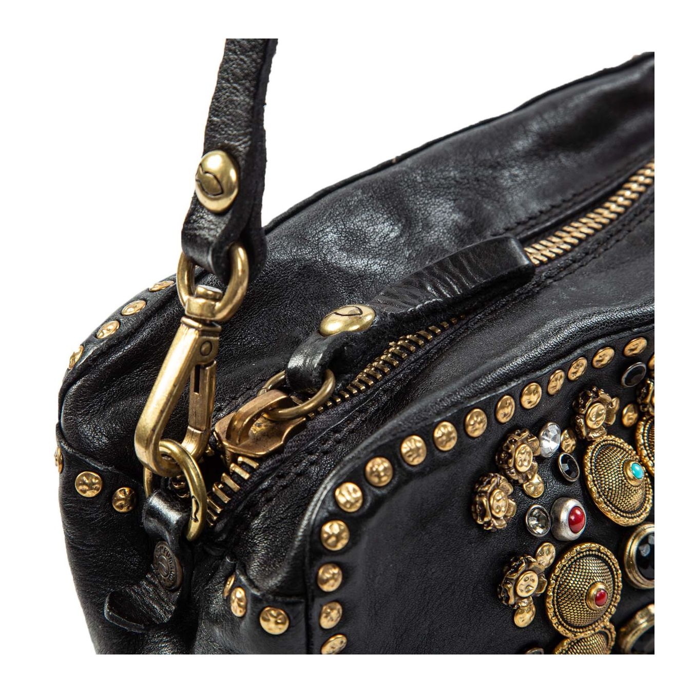 bauletto mini borchie nero zip