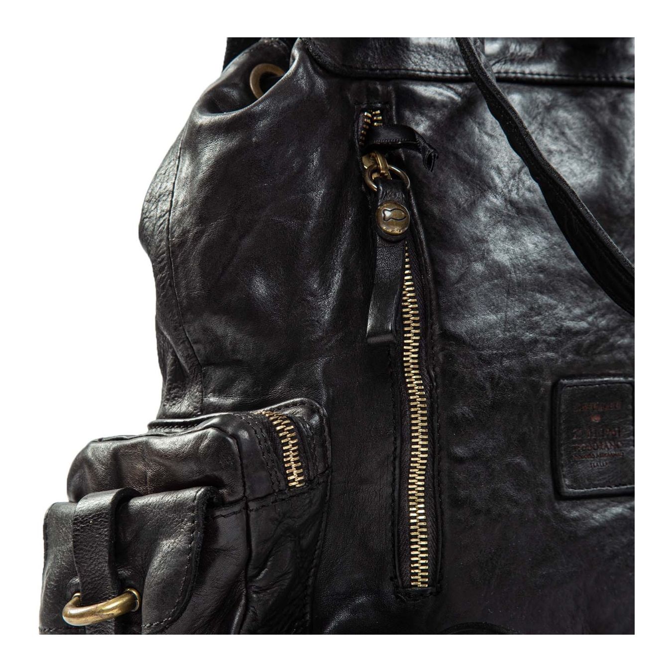 zaino KAREN in pelle nera tasca dietro