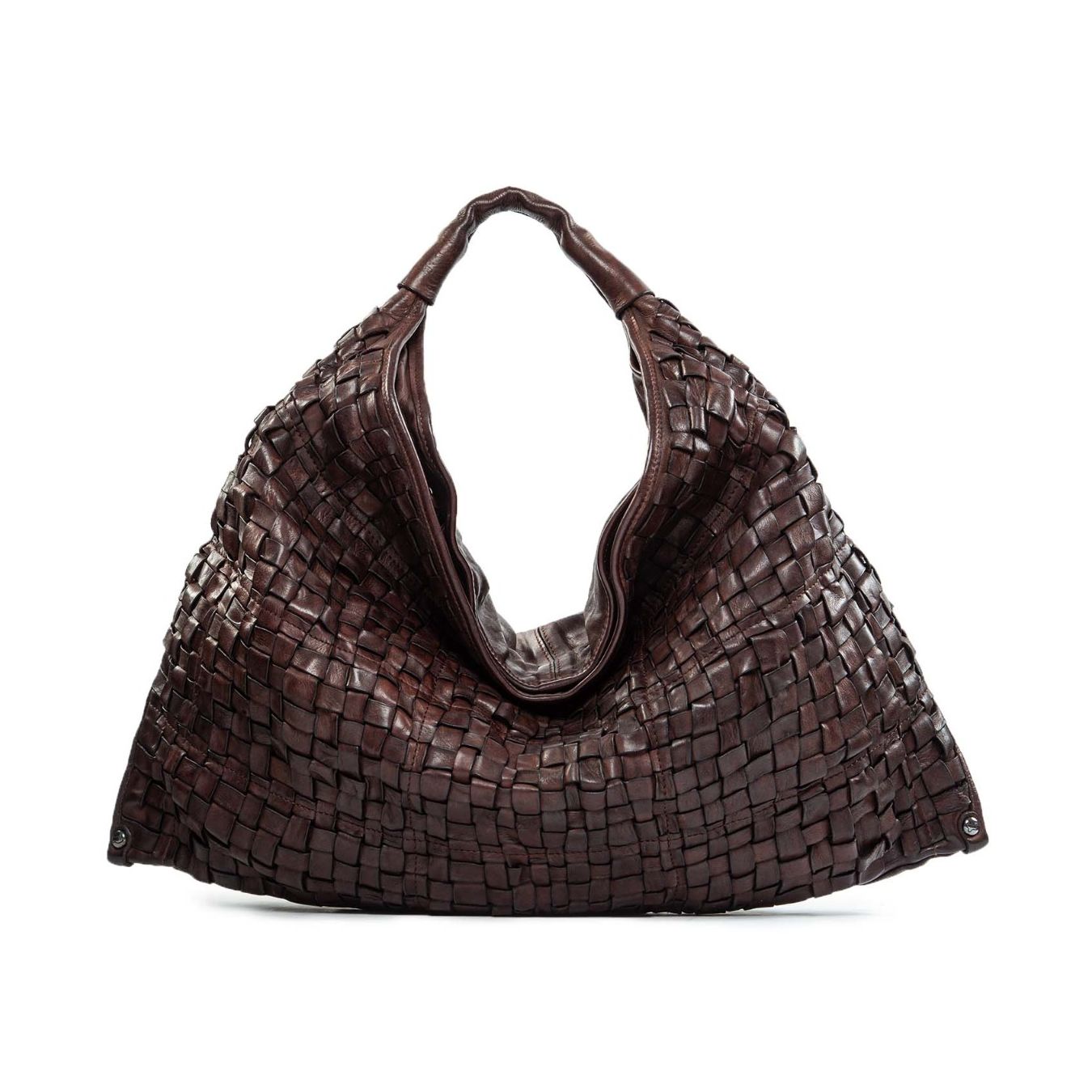 monospalla intreccio in pelle testa di moro