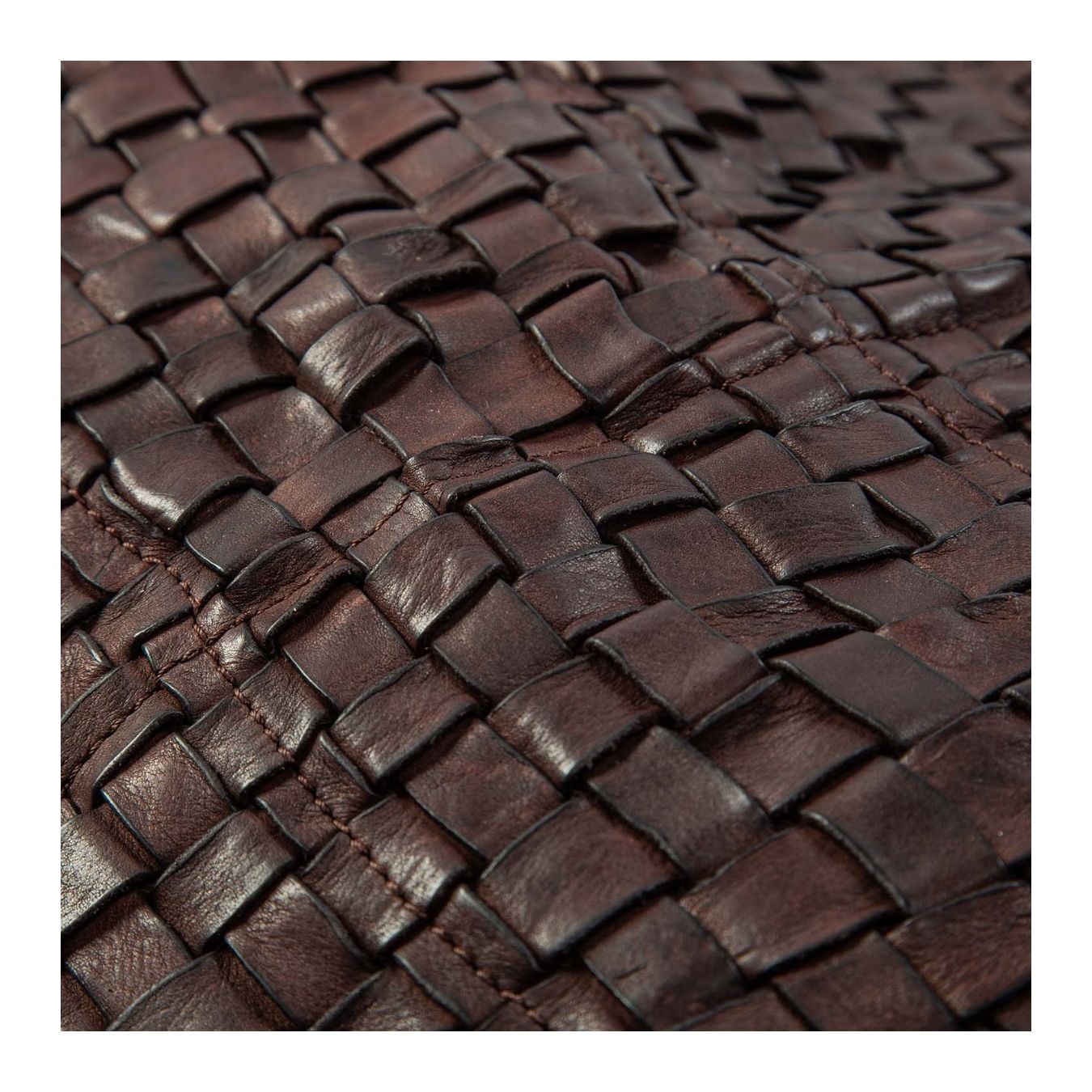 monospalla intreccio in pelle testa di moro dettaglio intreccio