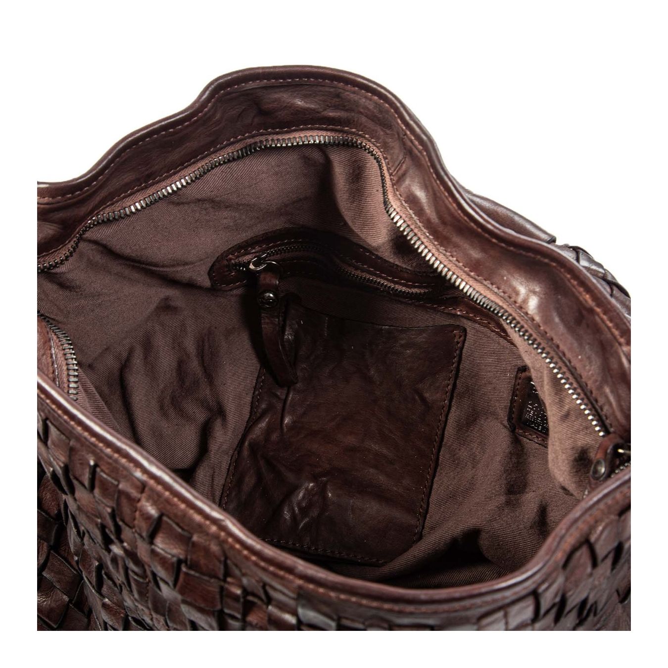 monospalla intreccio in pelle testa di moro interno