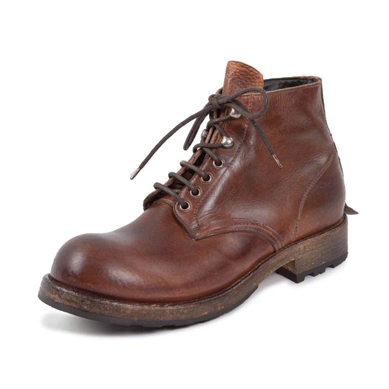 stivaletto in pelle marrone lacci