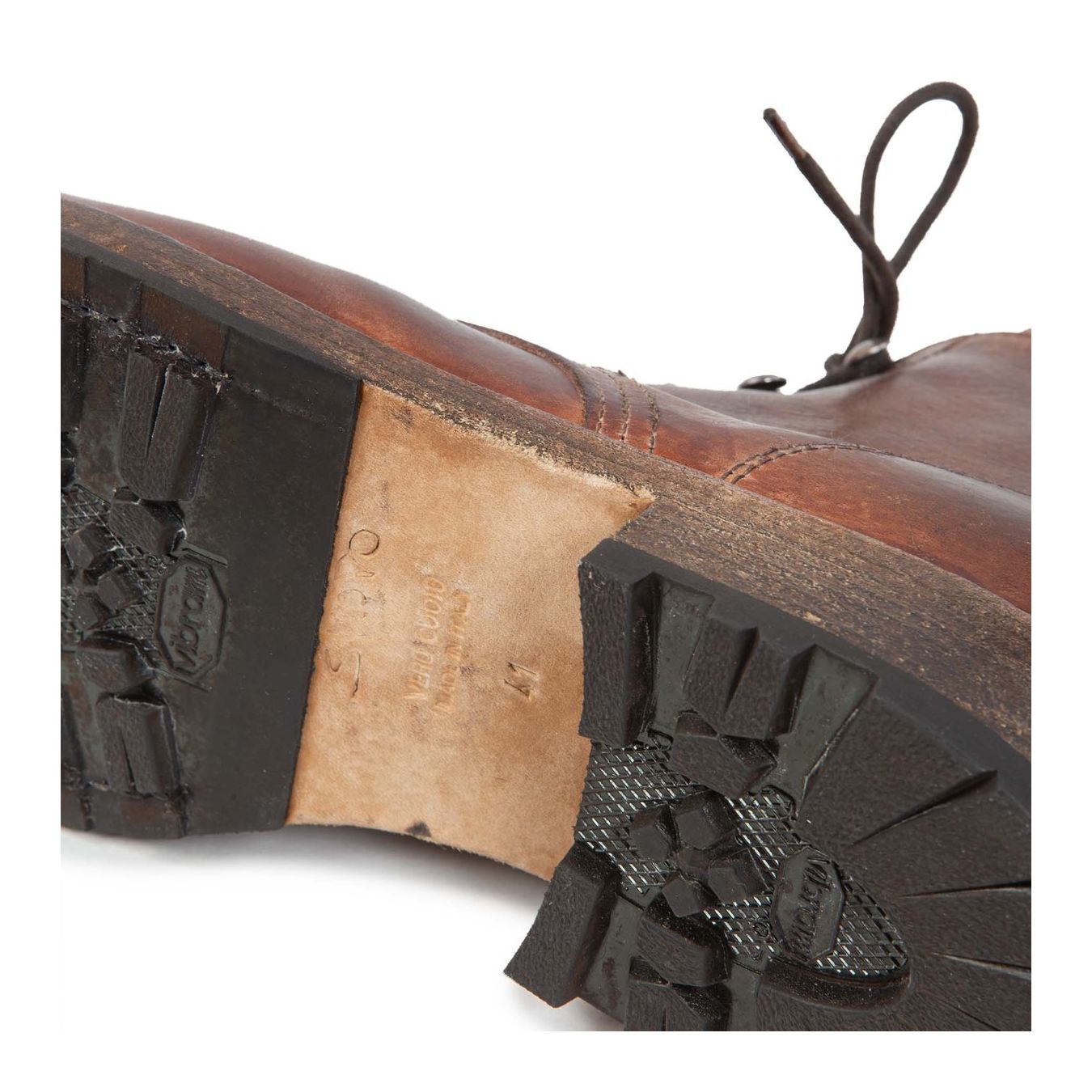 stivaletto in pelle marrone suola