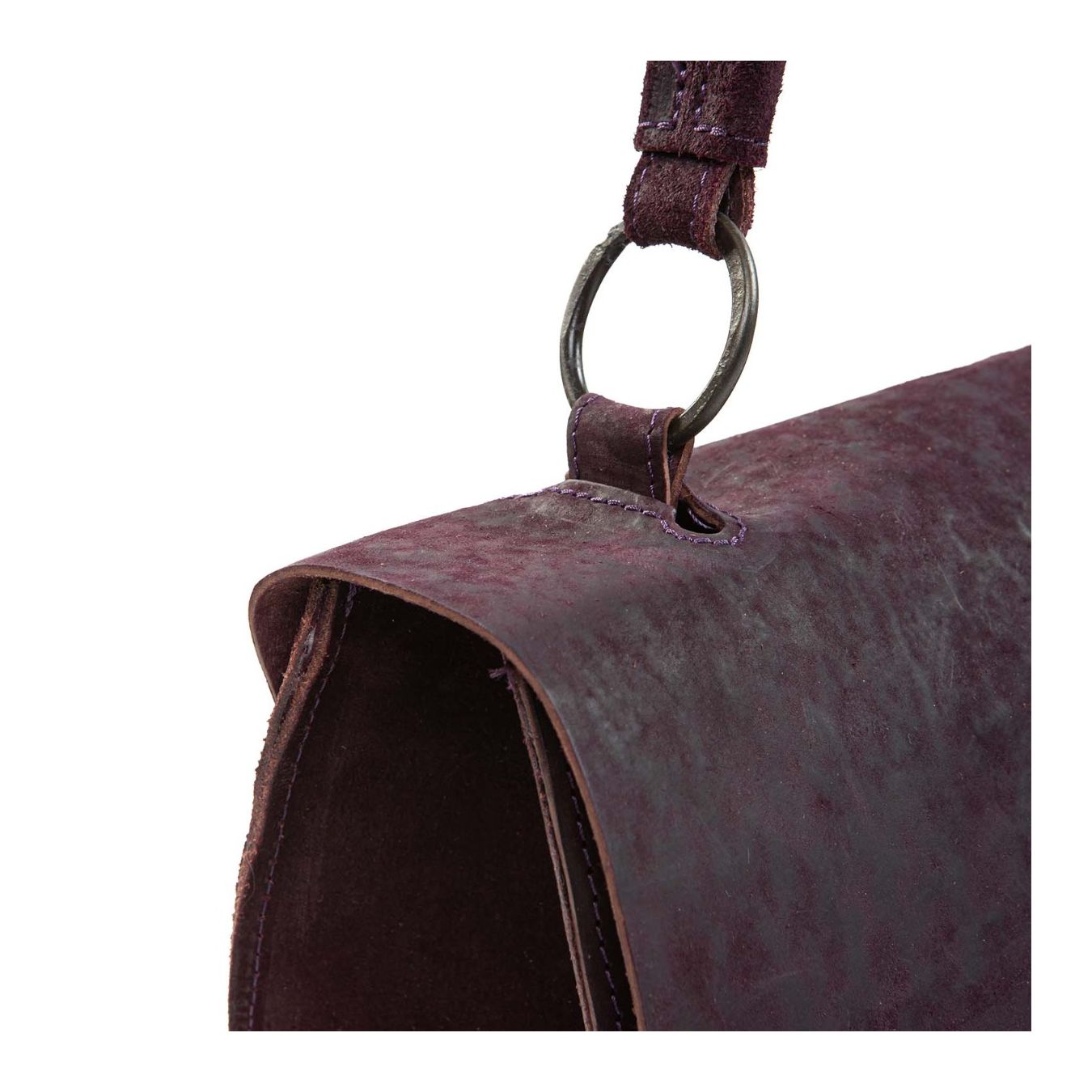 shopper LUNA S in pelle viola manico