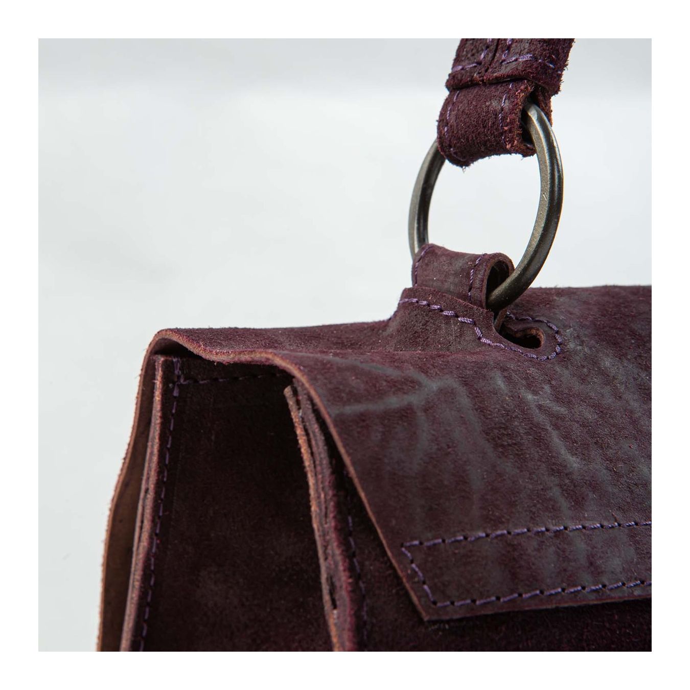 shopper LUNA S in pelle viola manico