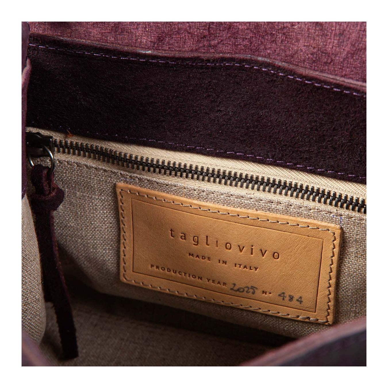 shopper LUNA S in pelle viola aperta