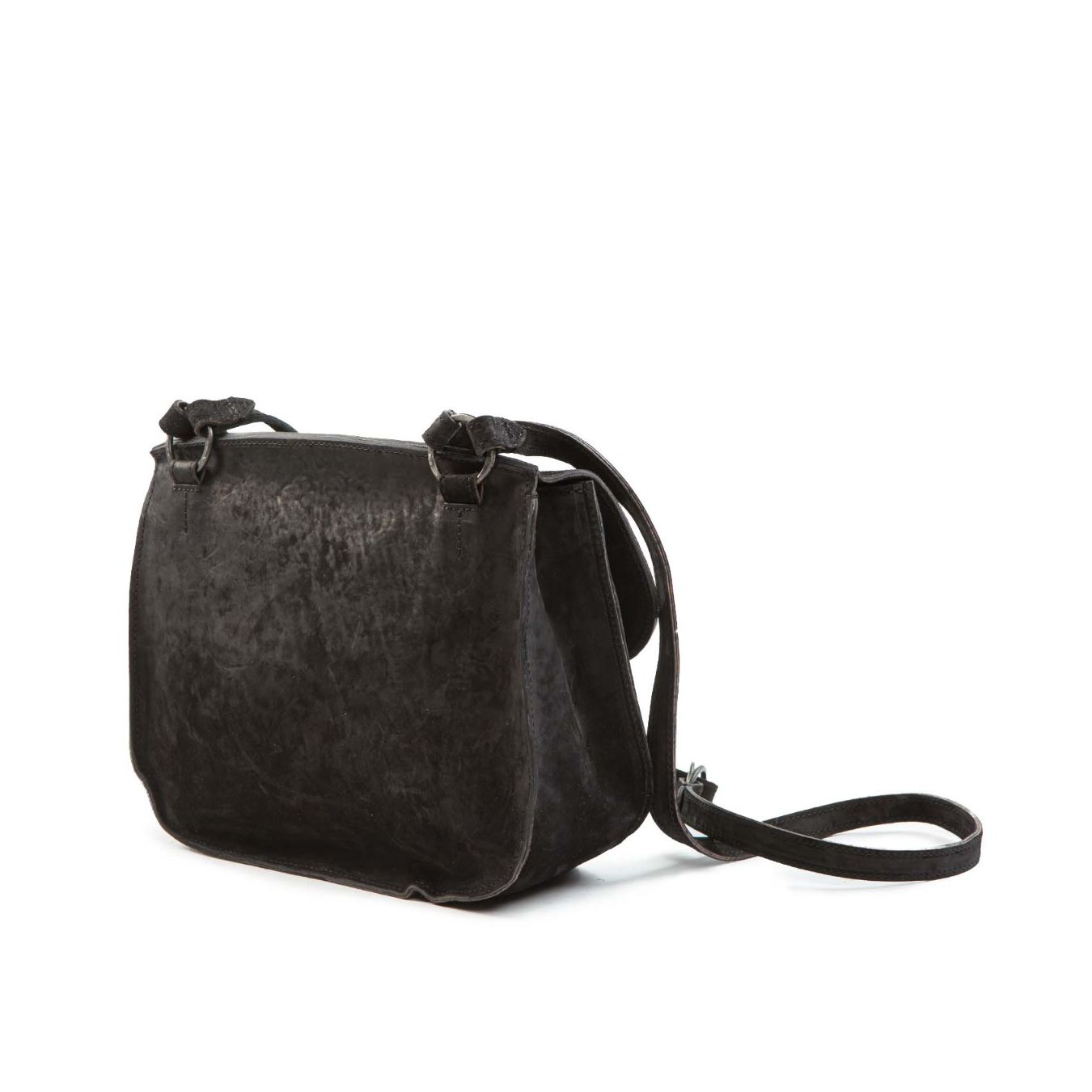 shopper LUNA CROSSBODY in pelle nera dietro