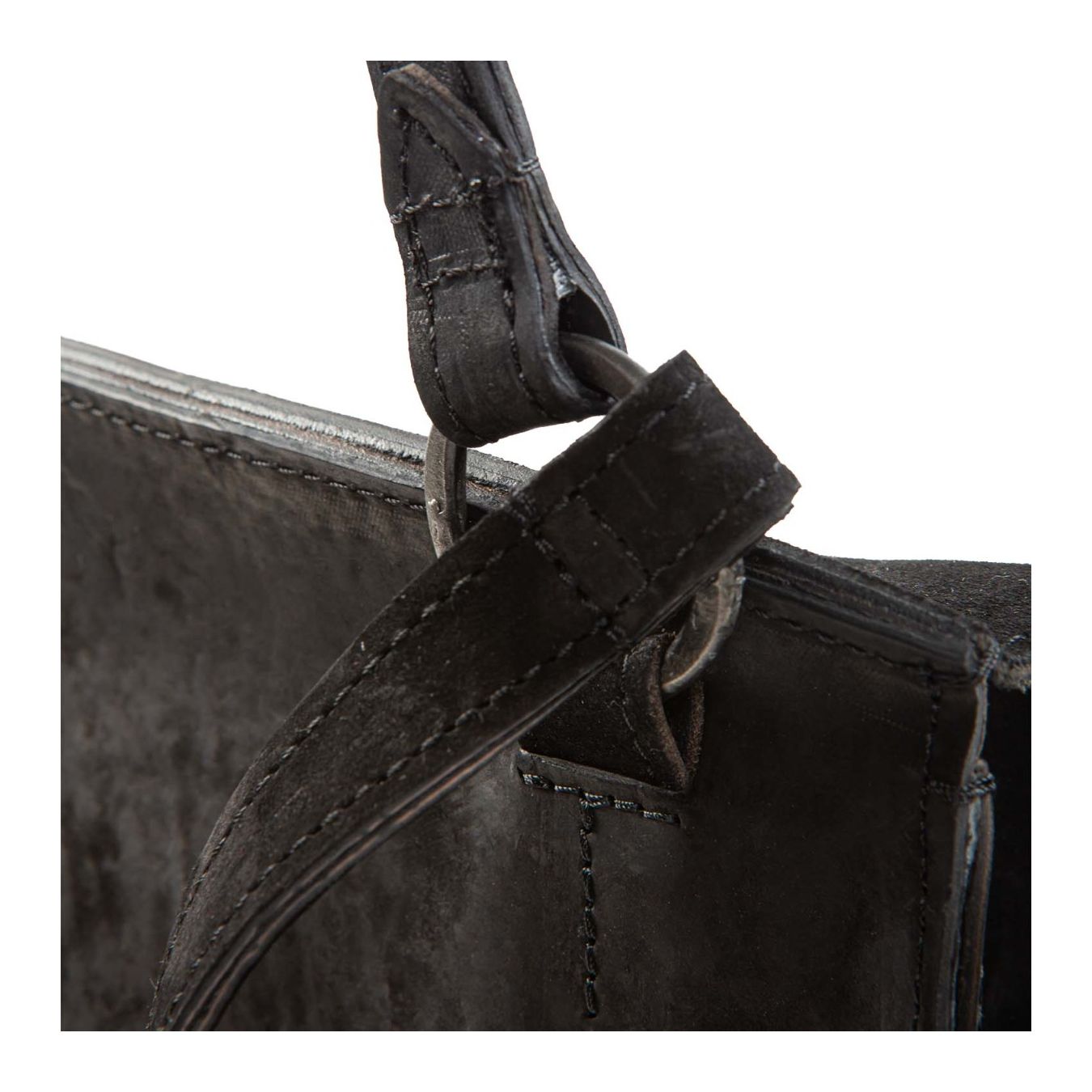 shopper LUNA CROSSBODY in pelle nera manico