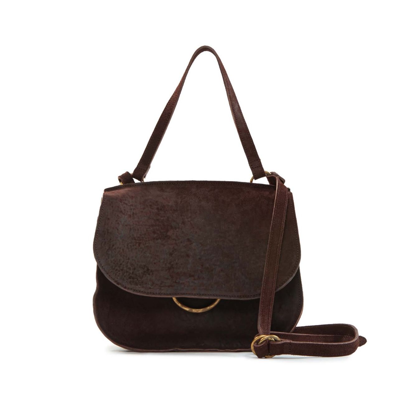 shopper LUNA CROSSBODY in pelle marrone