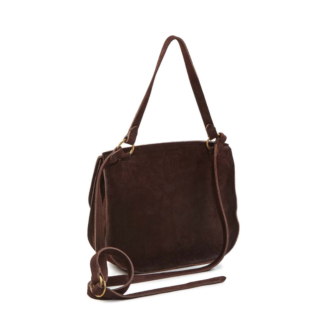 shopper LUNA CROSSBODY in pelle marrone dietro