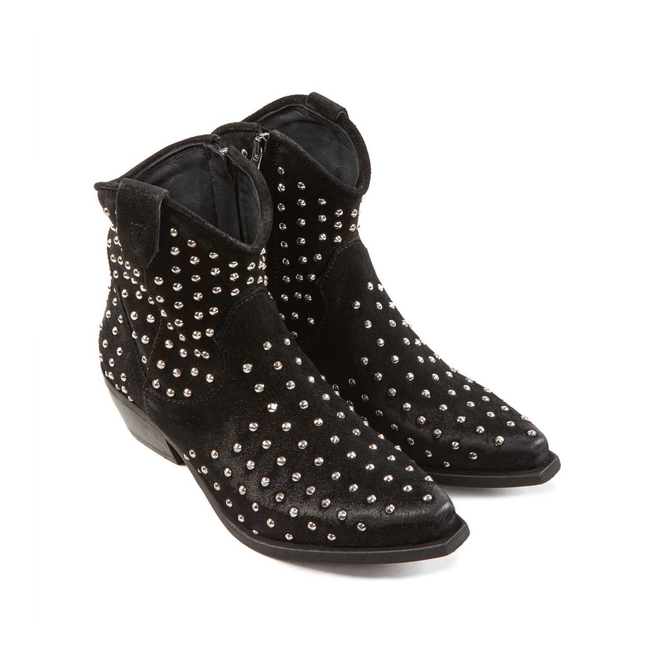 camperos borchie in camoscio nero lato