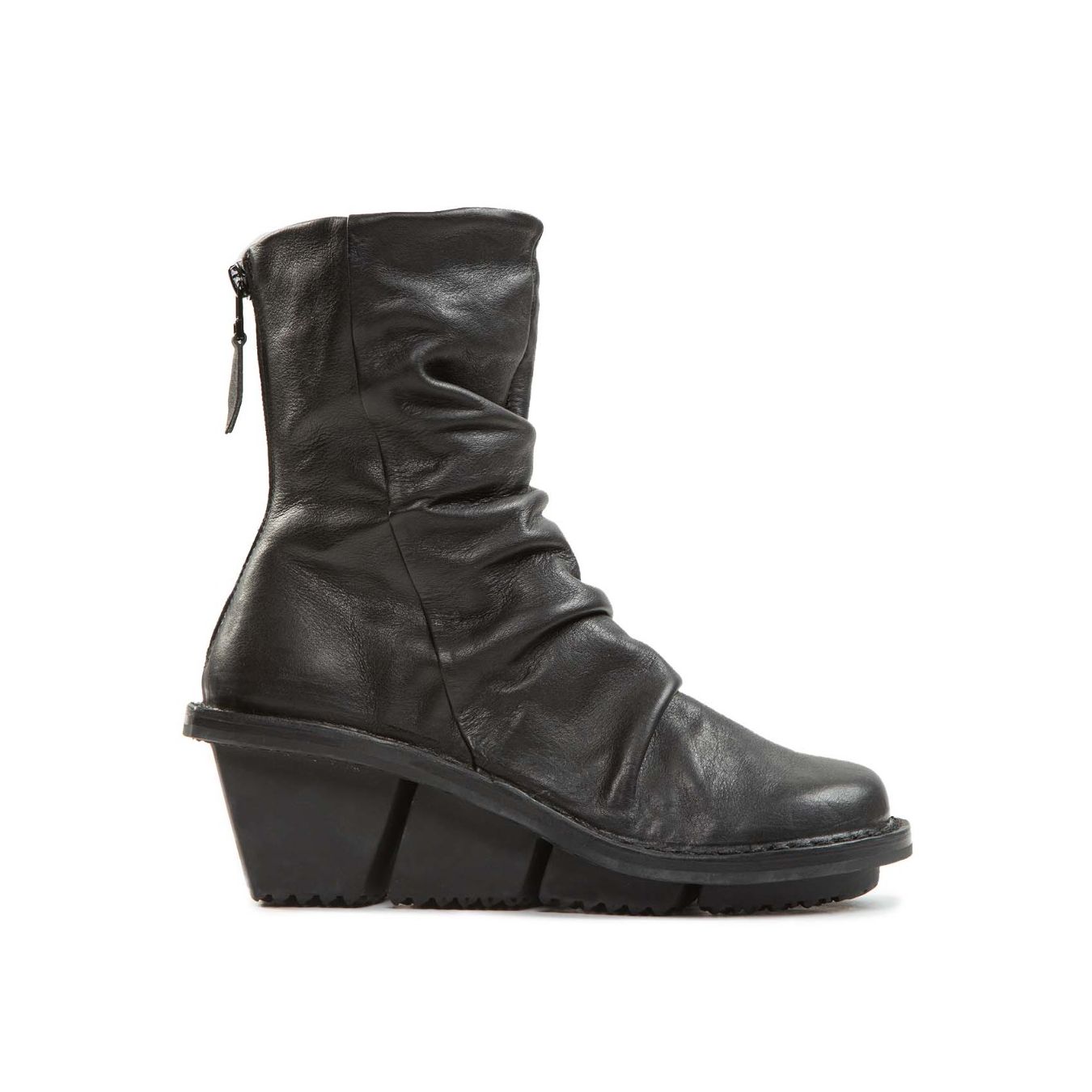 tronchetti PILAR con zeppa in pelle nera 