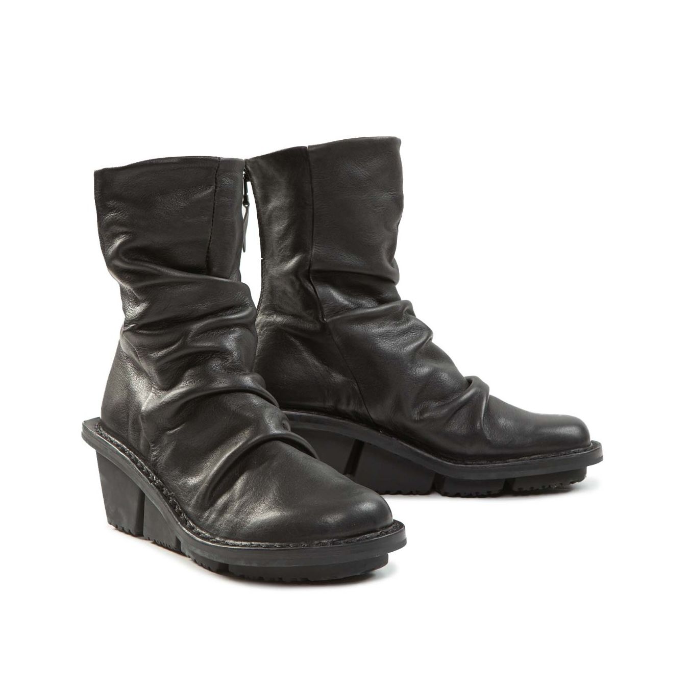 tronchetti PILAR con zeppa in pelle nera  lato
