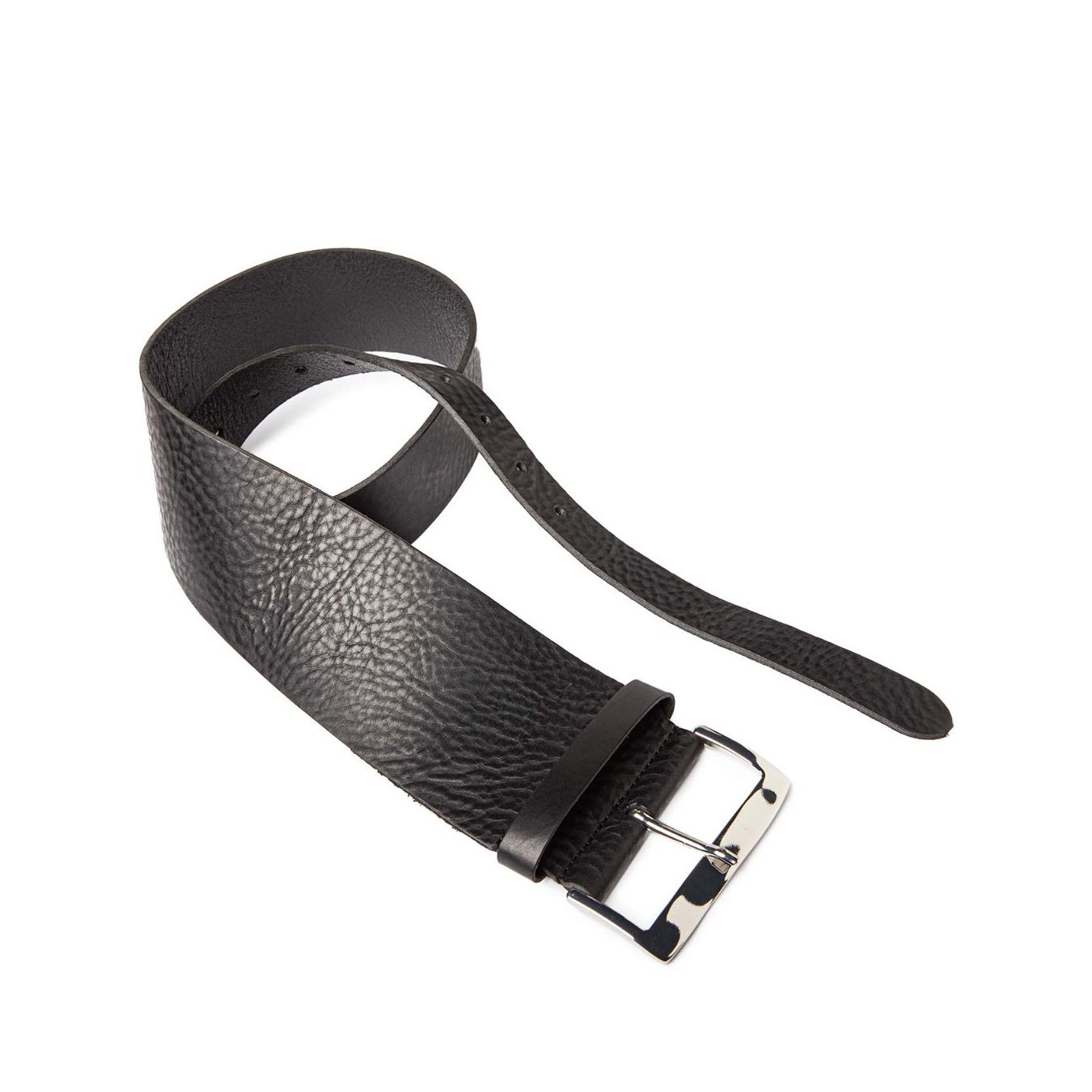 cintura fascia alta in pelle nera davanti