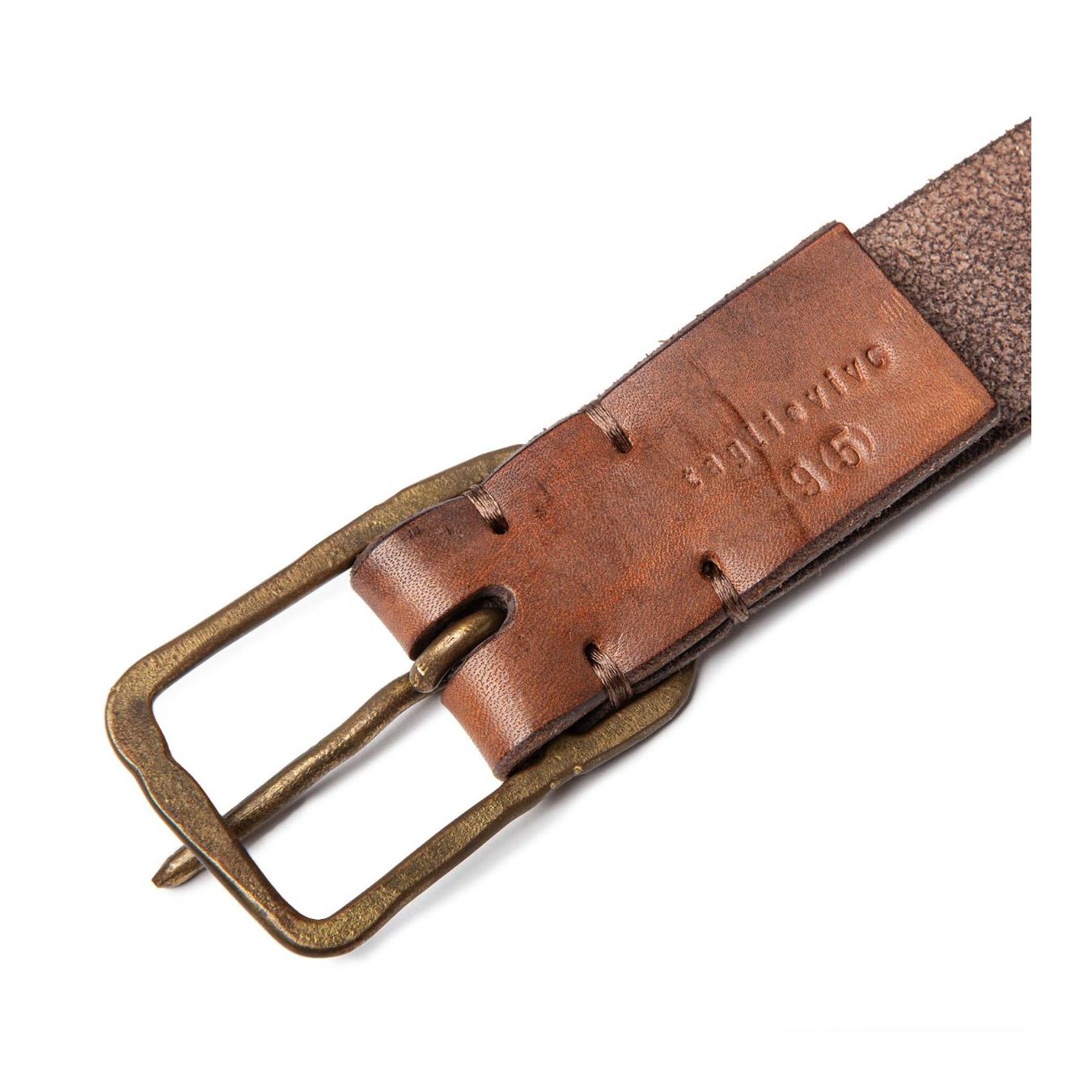 cintura BUCKLE in pelle marrone logo