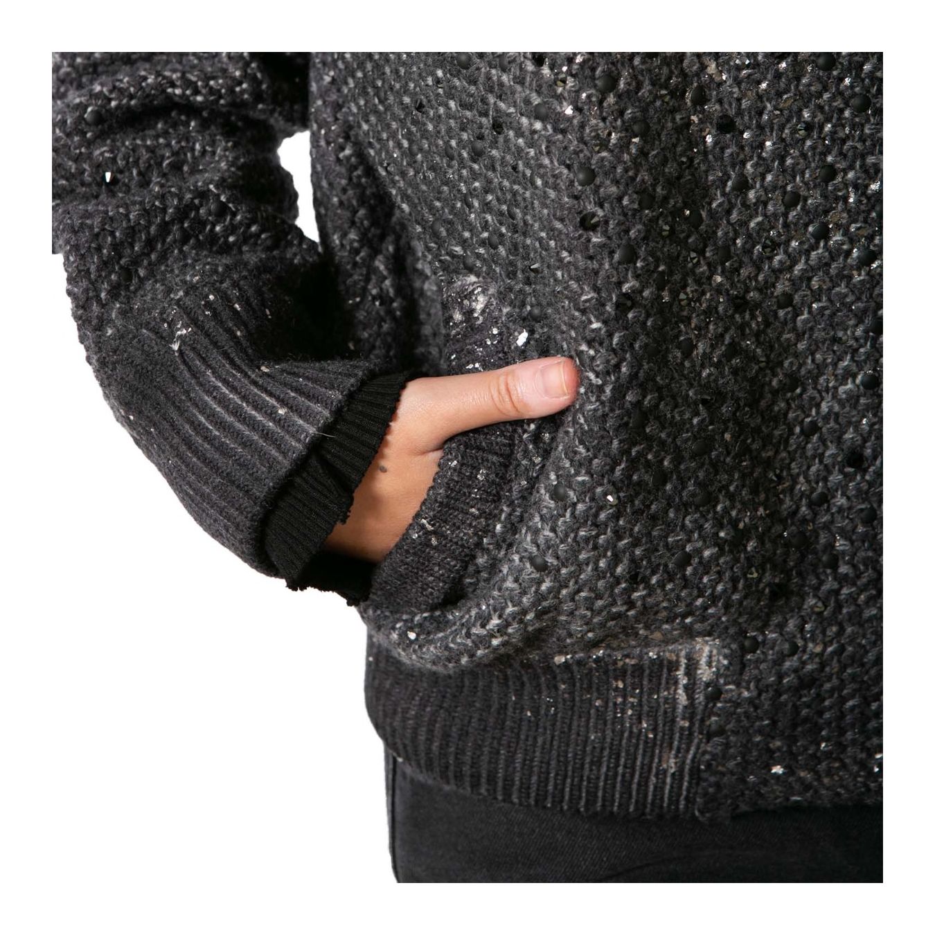 bomber lamina e strass grigio  tasche