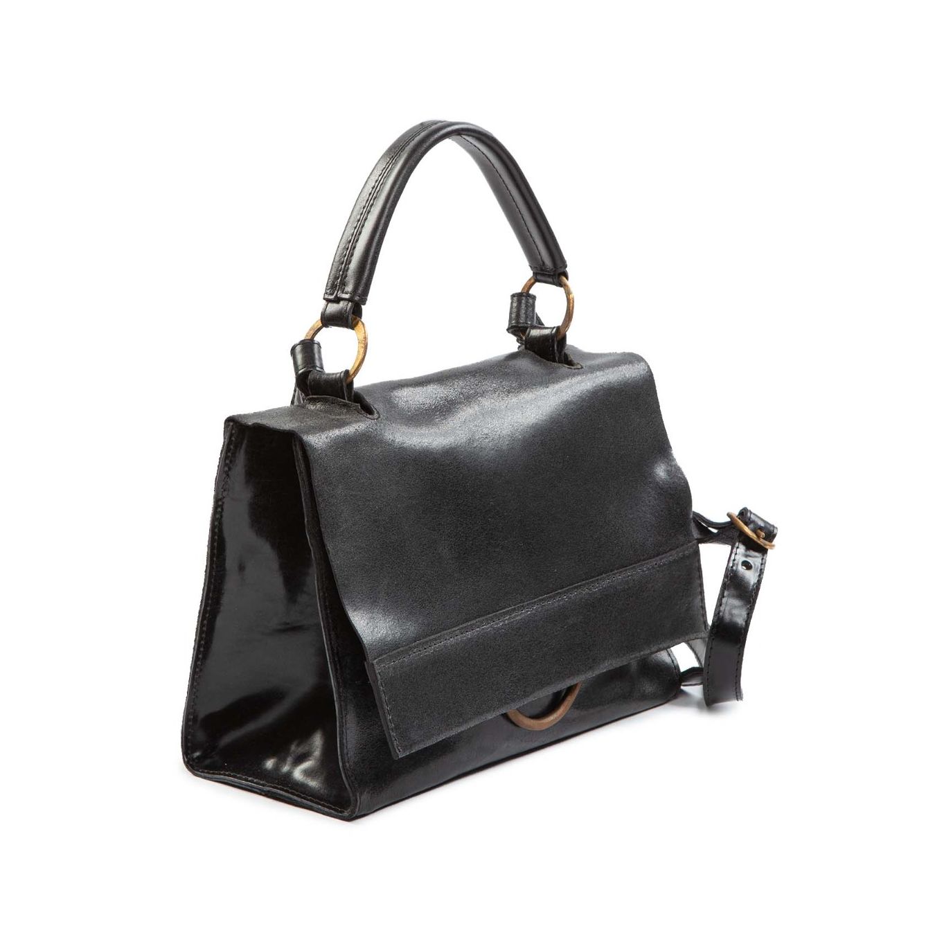 borsa LUNA in pelle nera lato