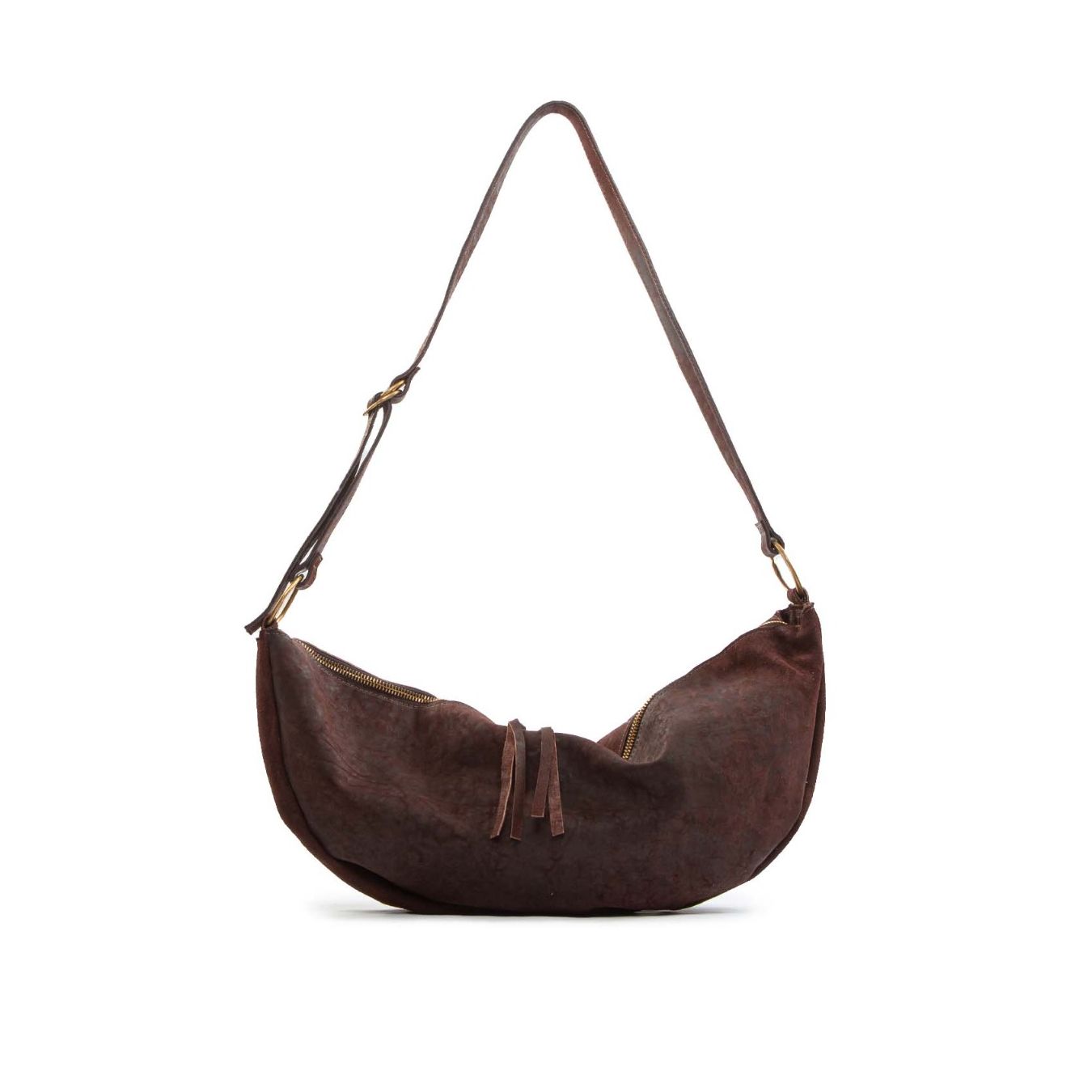 monospalla CRESCENT in pelle marrone