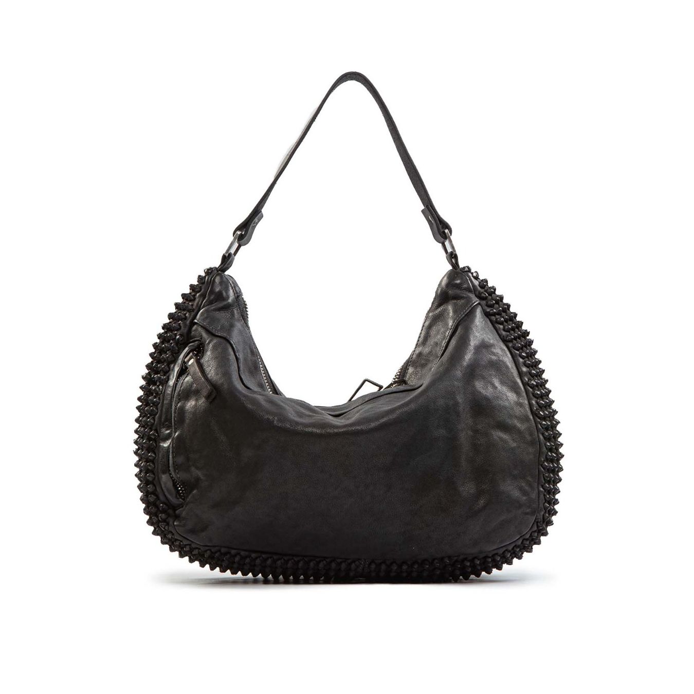 borsa nodi in pelle nera