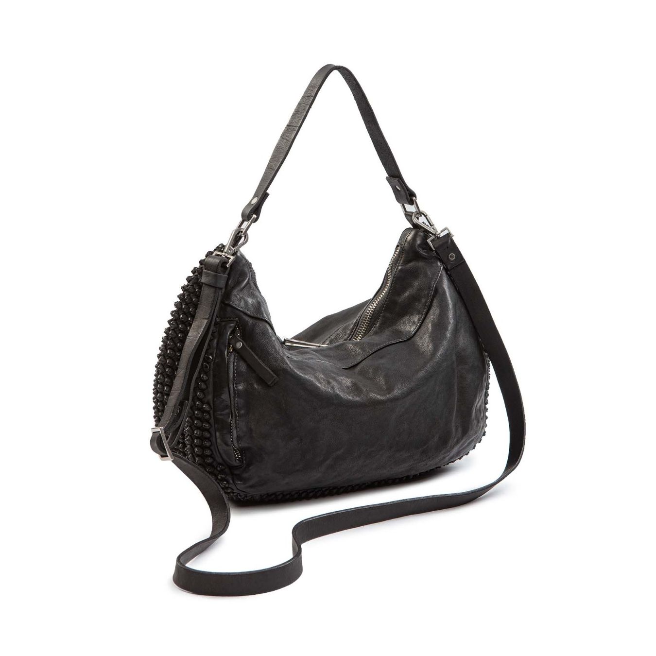 borsa nodi in pelle nera tracolla