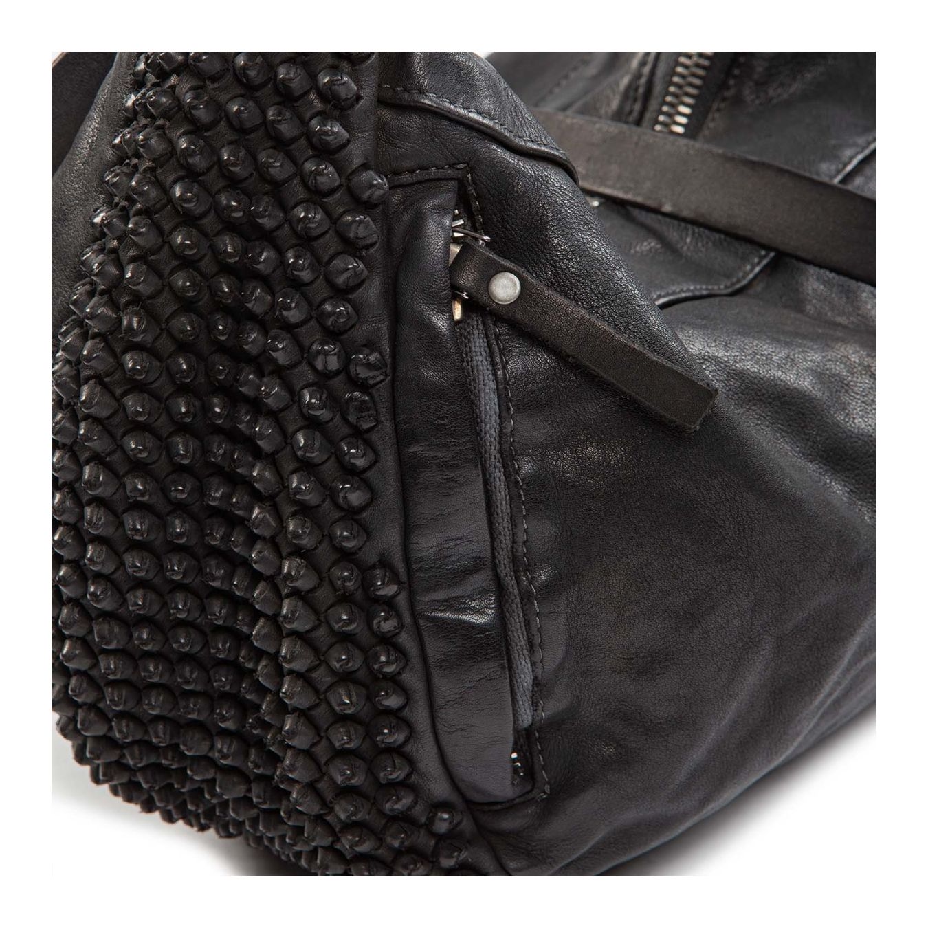 borsa nodi in pelle nera dettaglio nodi