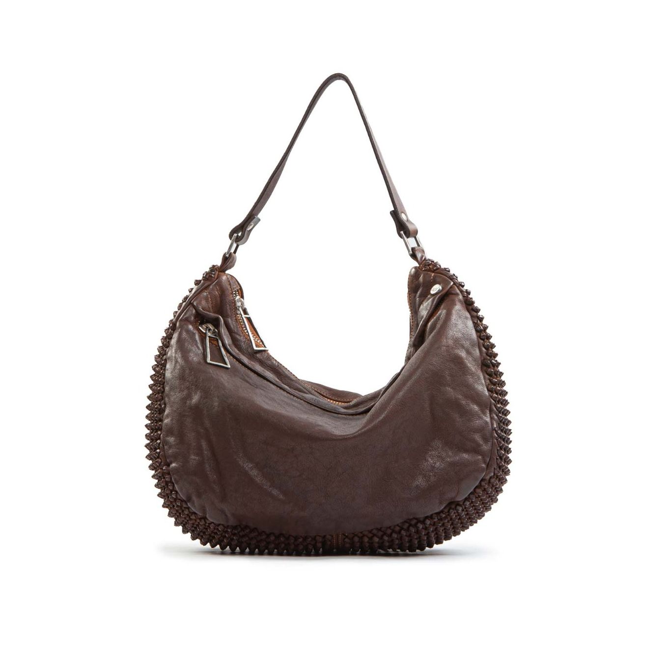 borsa nodi in pelle castagna 