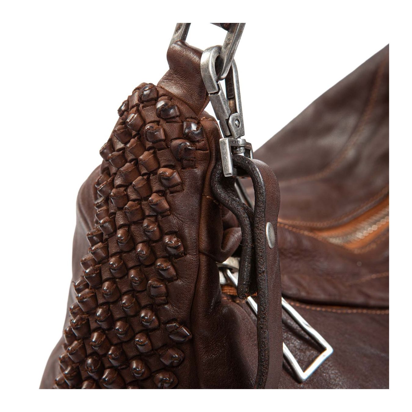 borsa nodi in pelle castagna