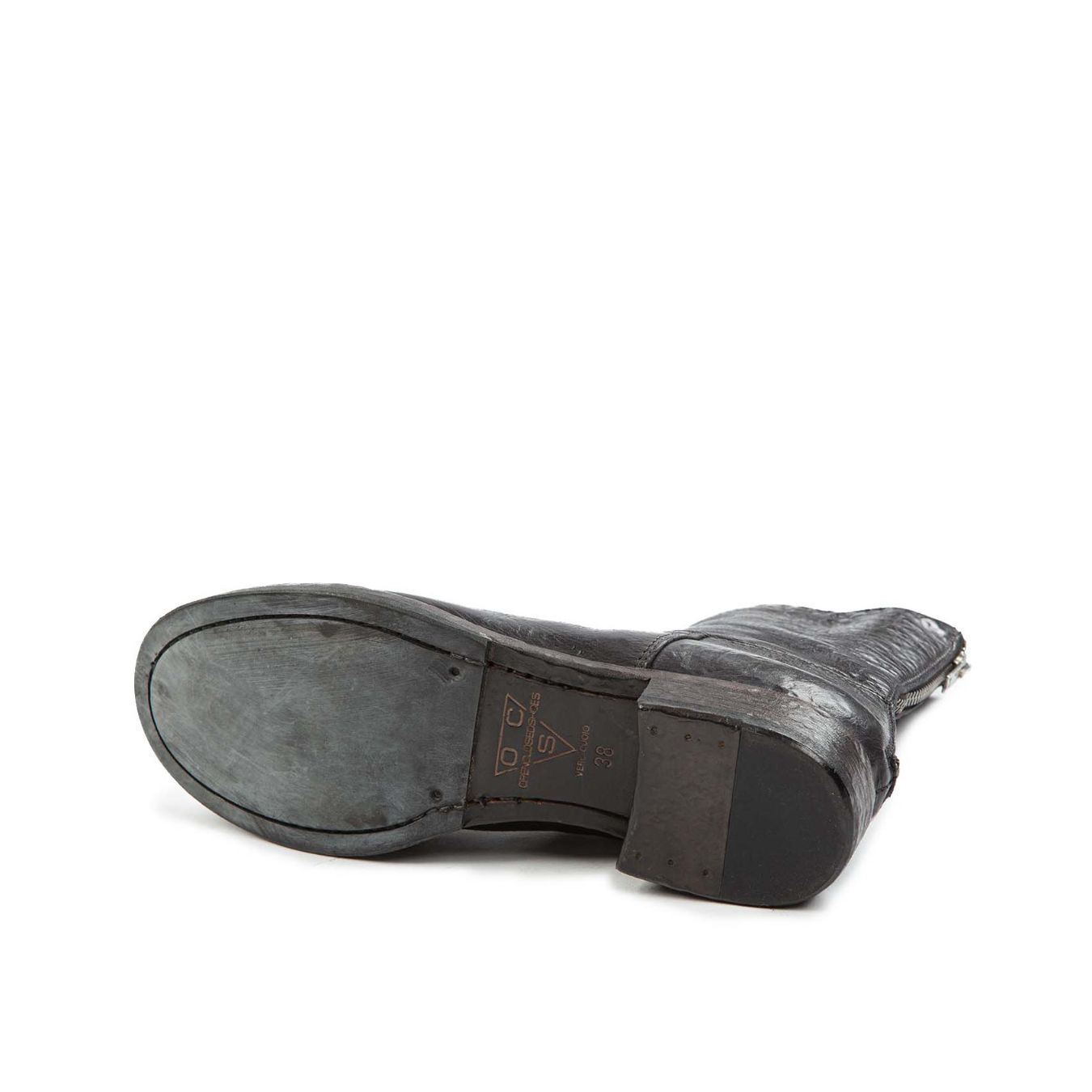 biker fondo cuoio in pelle nera suola