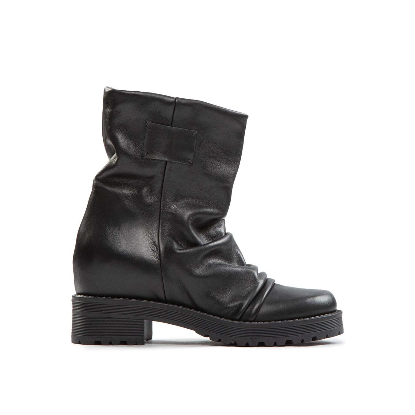 biker arricciato in pelle nera