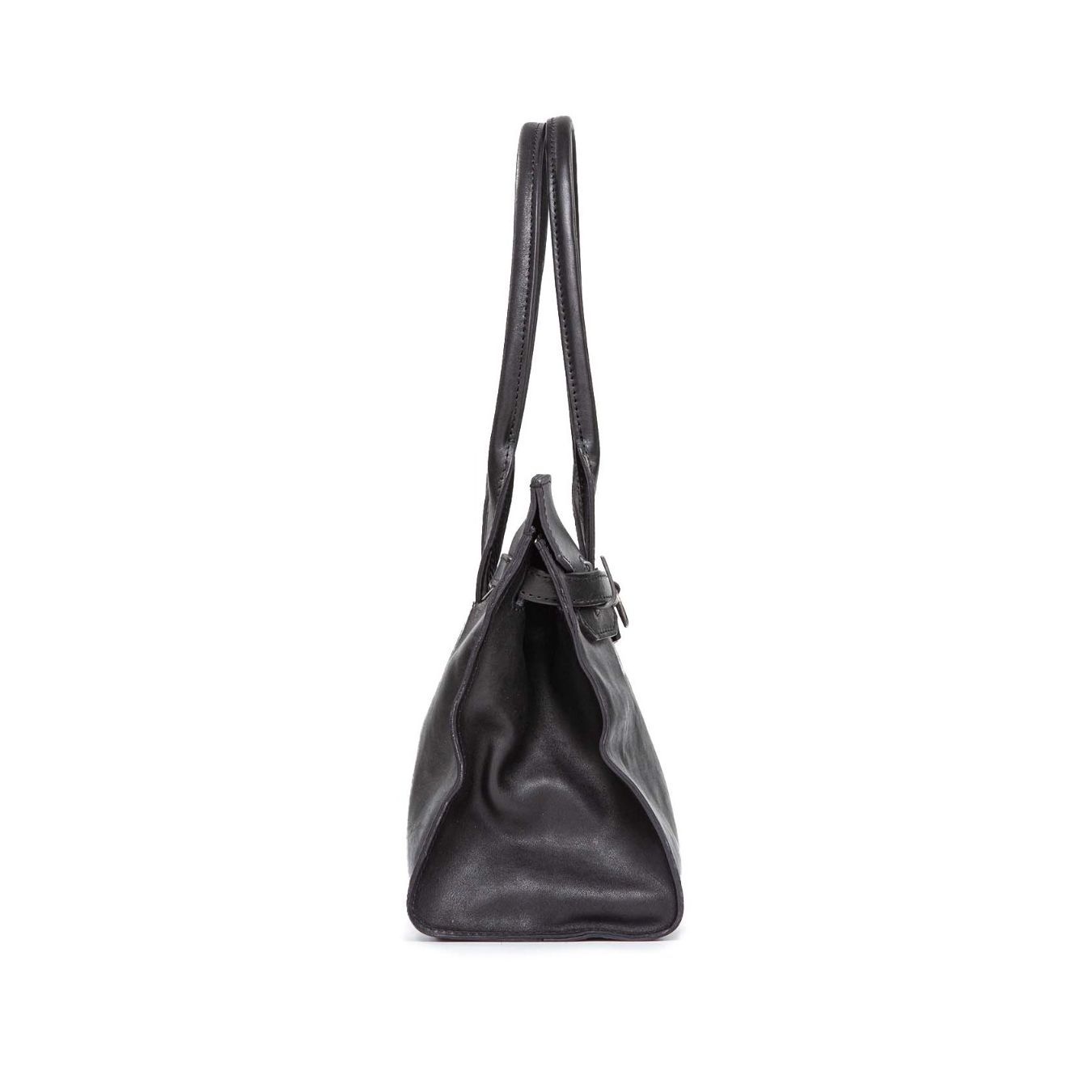 shopper pelle nera ring tote