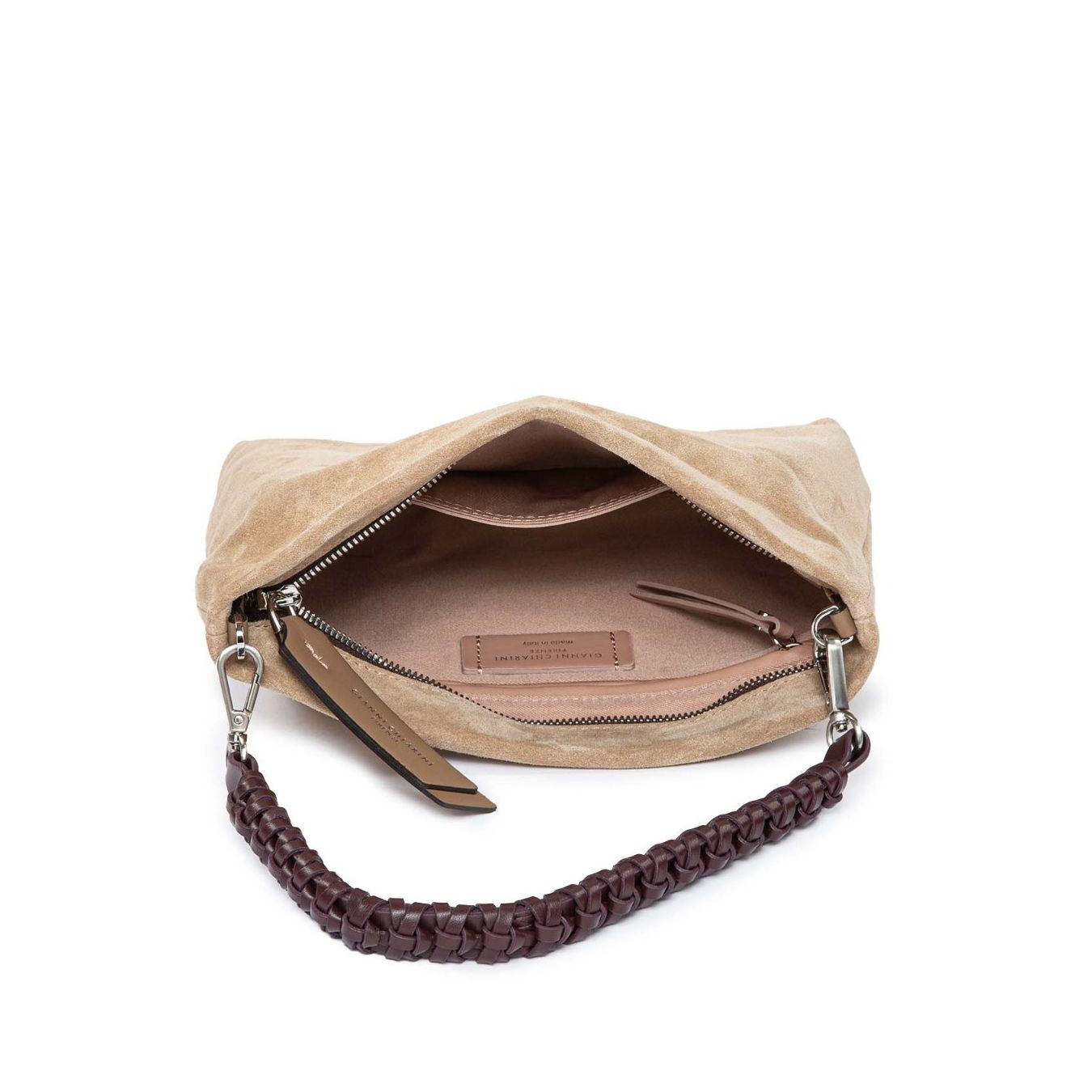 interno pochette camoscio beige