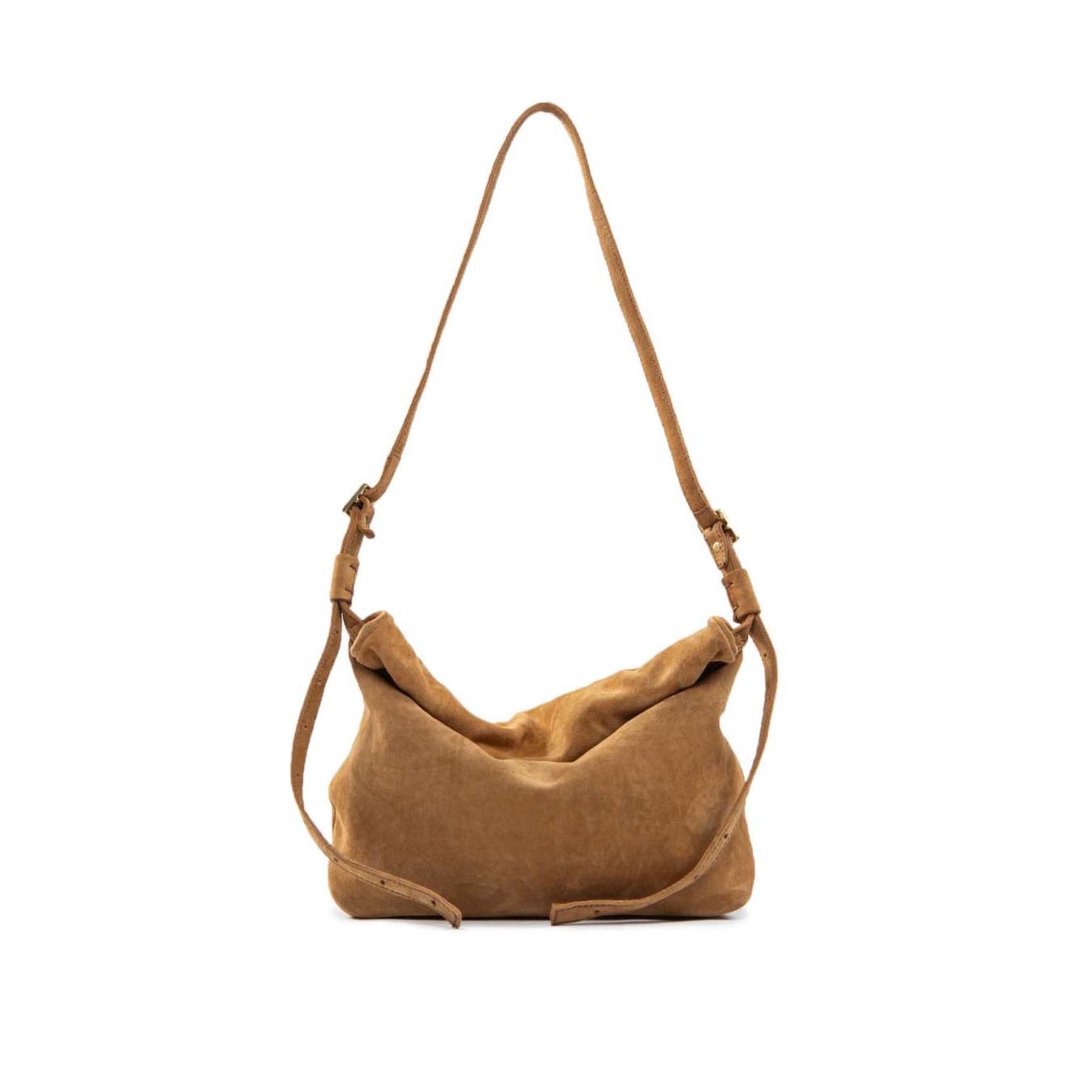 tracolla arrotolata in camoscio cuoio