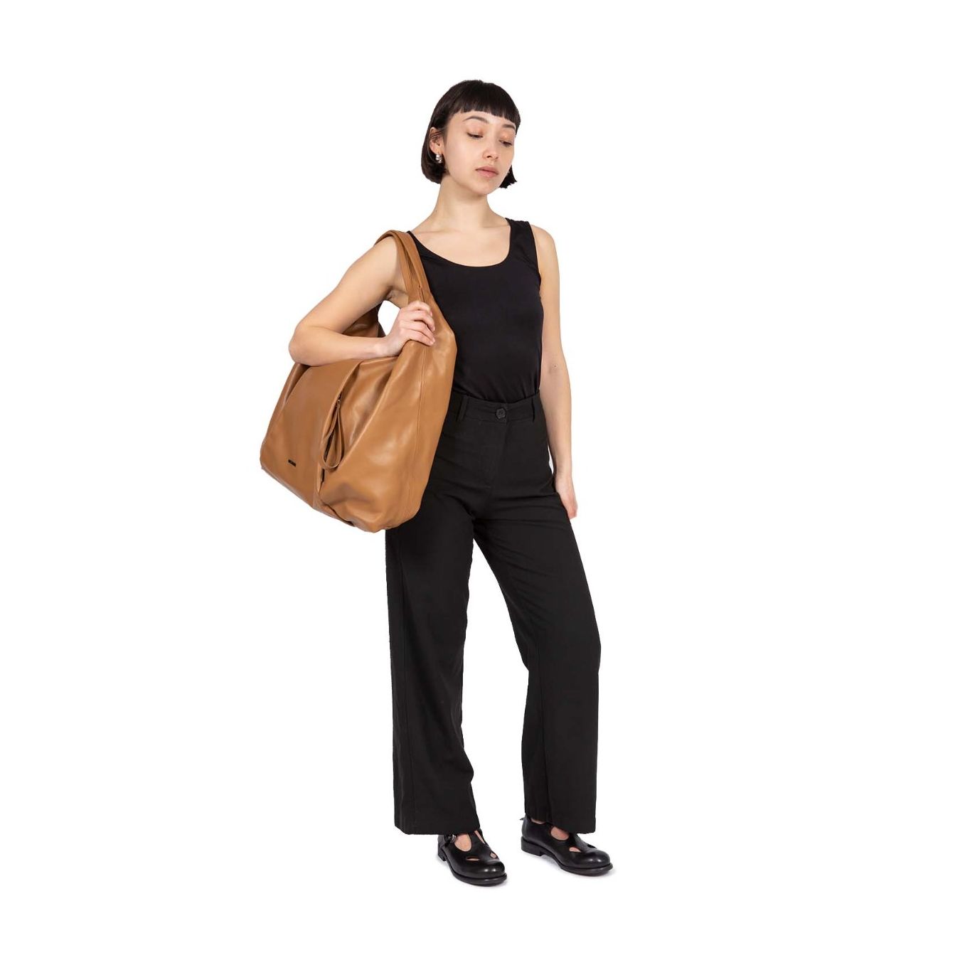 vic matie maxi shopper cuciture cuoio 