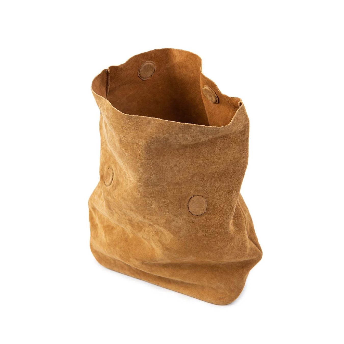 clutch chiusura calamita in camoscio cuoio aperta