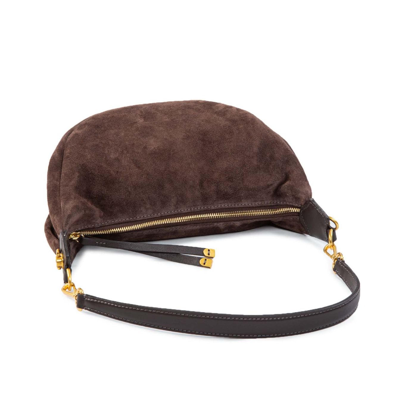 monospalla AISHA in camoscio moka sopra