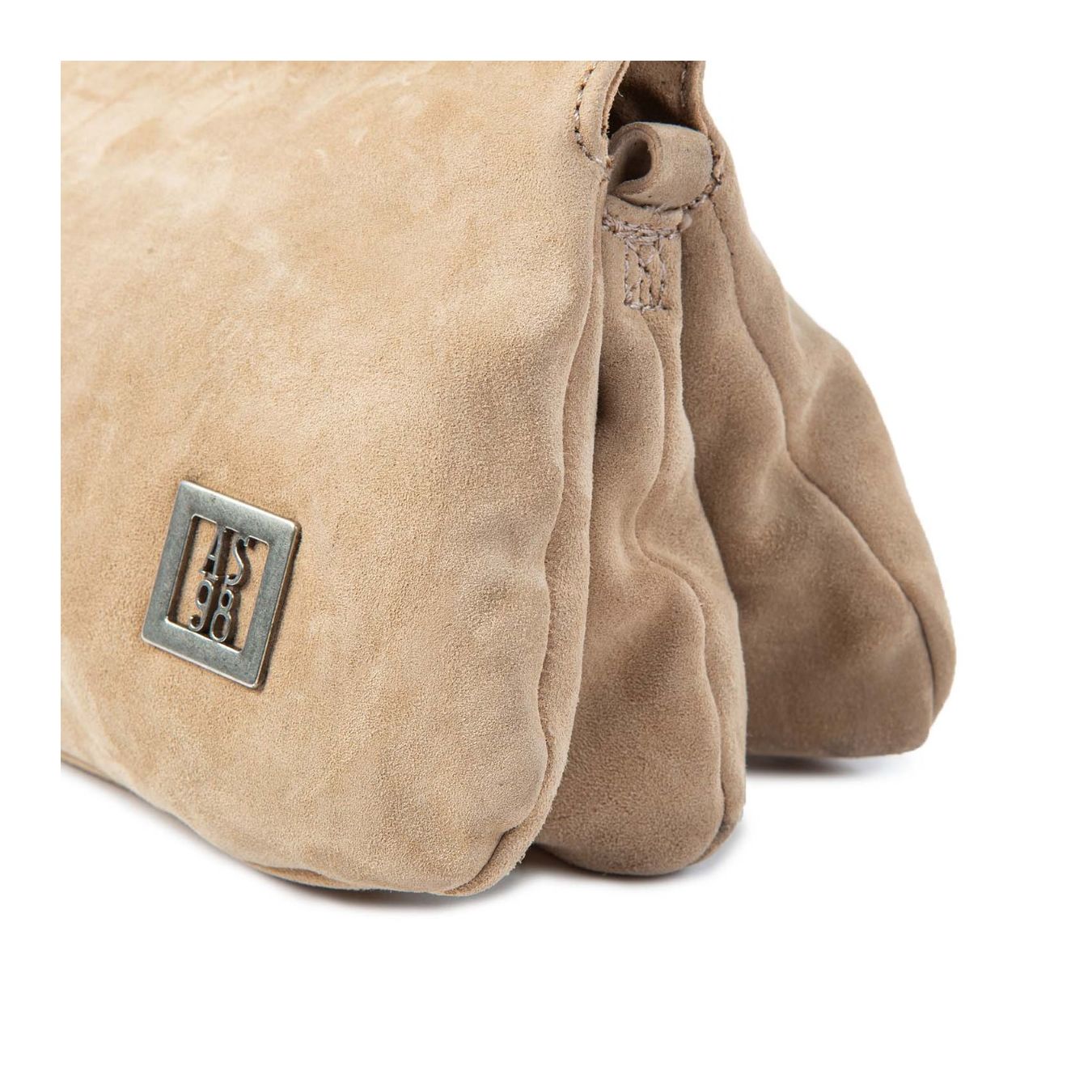 cartella calamita XS in camoscio beige logo