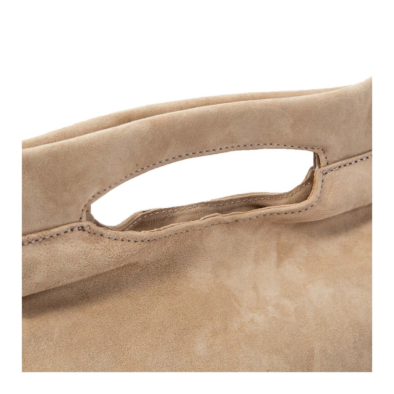 cartella calamita XS in camoscio beige manico