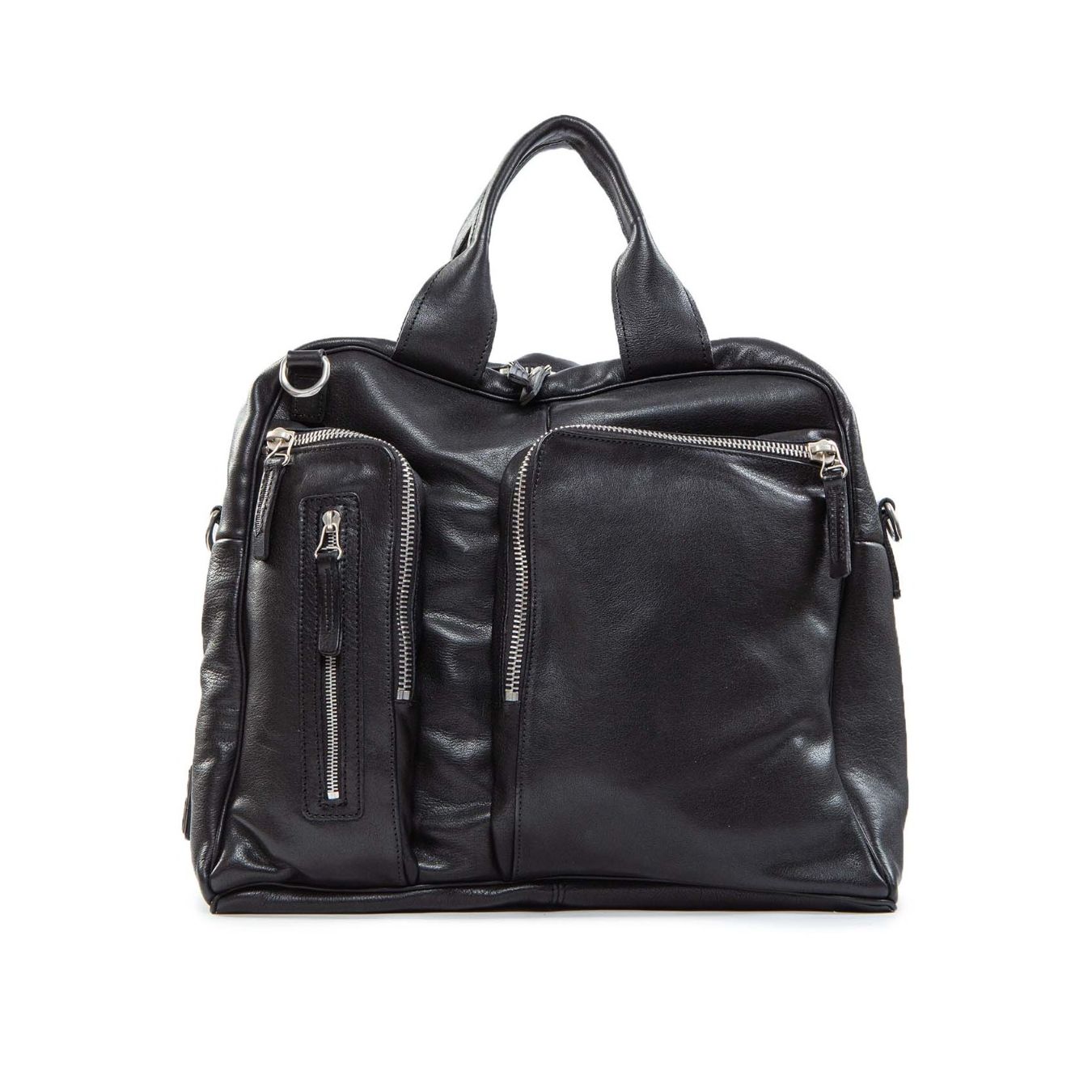 cartella tasche esterne in pelle nera