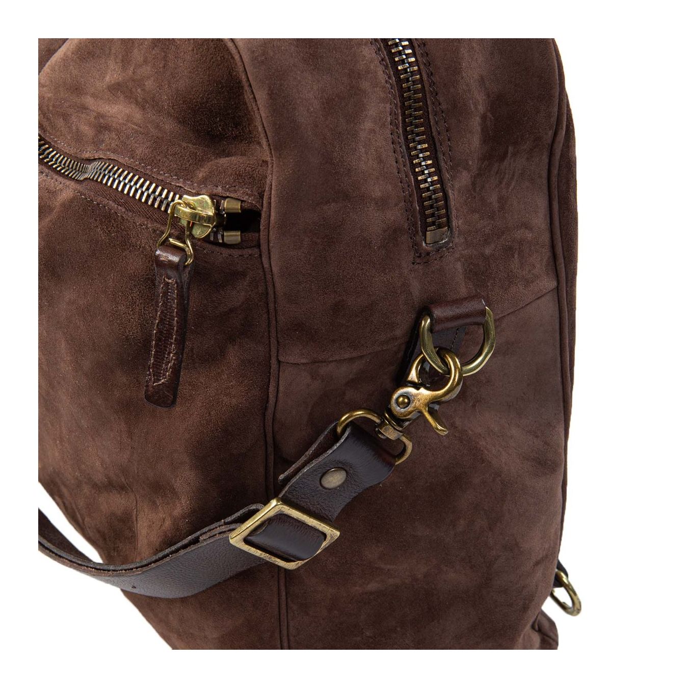 cartella tasche esterne in camoscio ebano zip