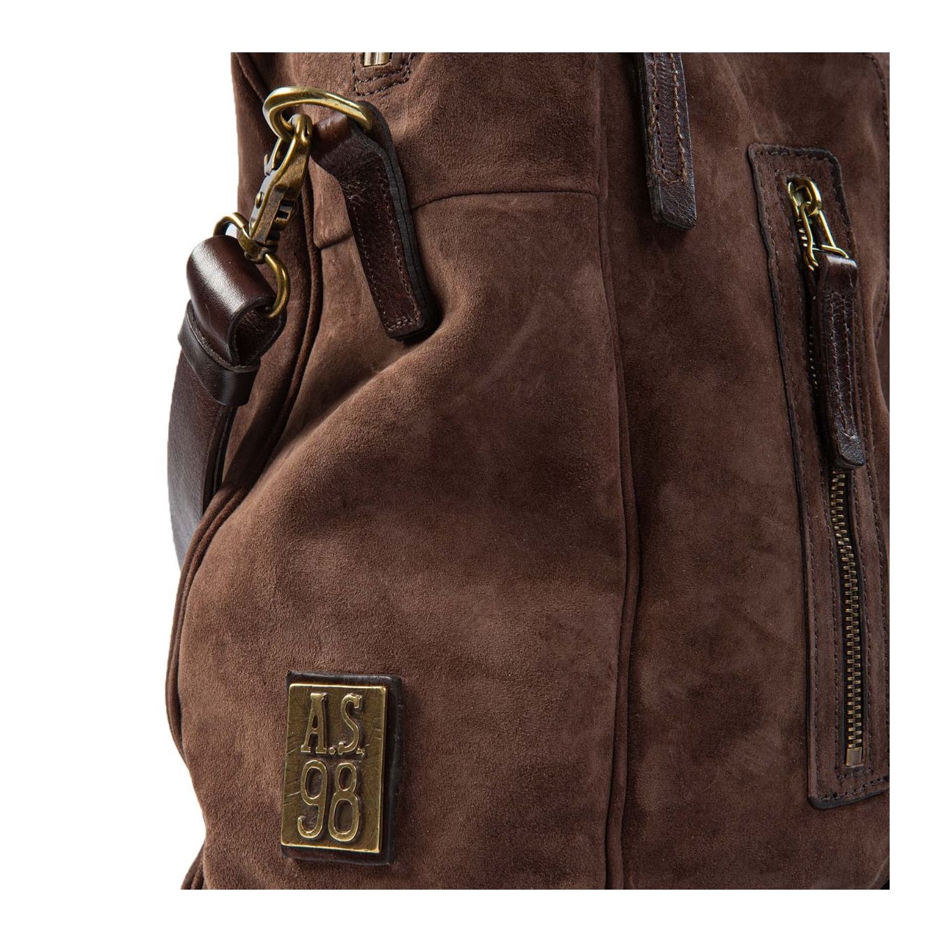 cartella tasche esterne in camoscio ebano dettaglio