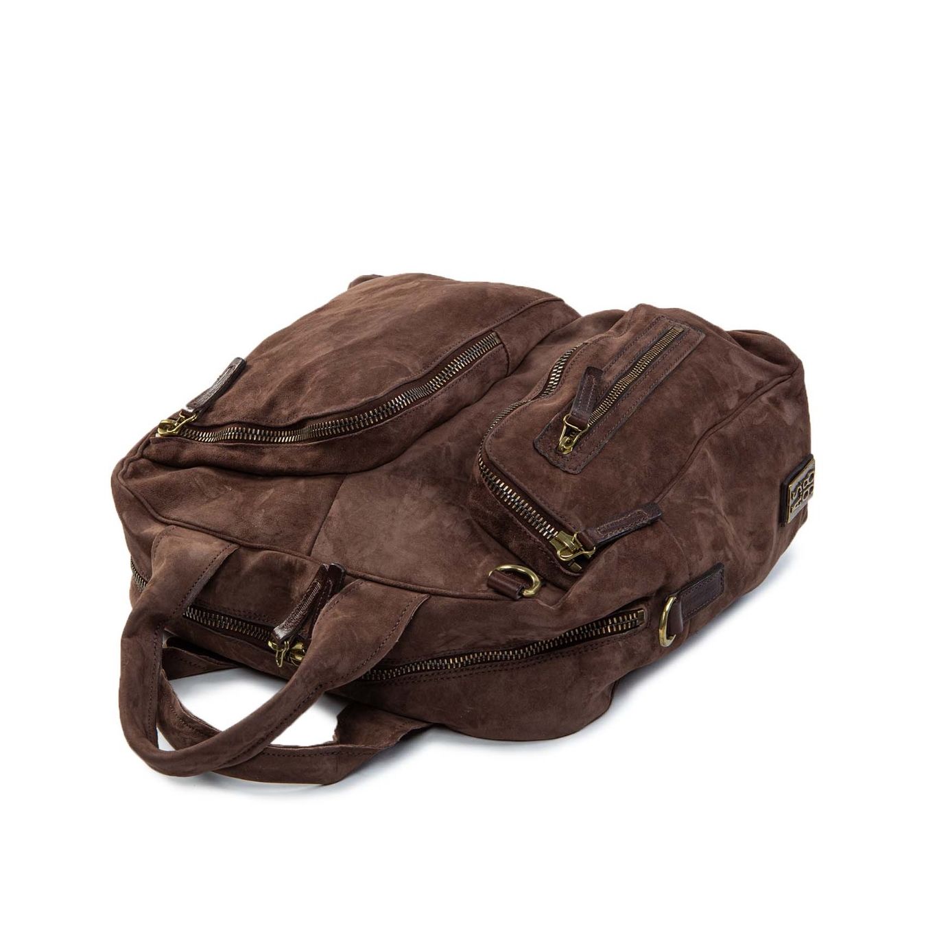 cartella tasche esterne in camoscio ebano sopra