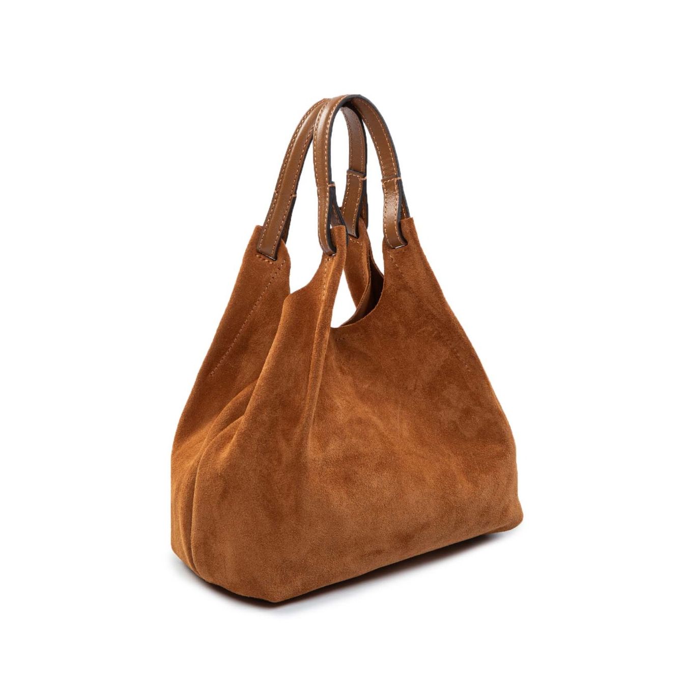 shopper DUA M in camoscio caramel lato